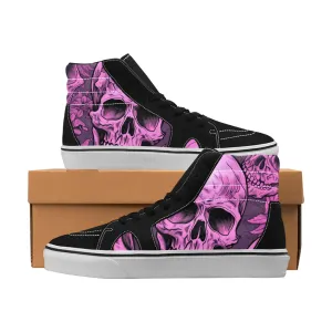 Pink Skull High Top Canvas Shoes