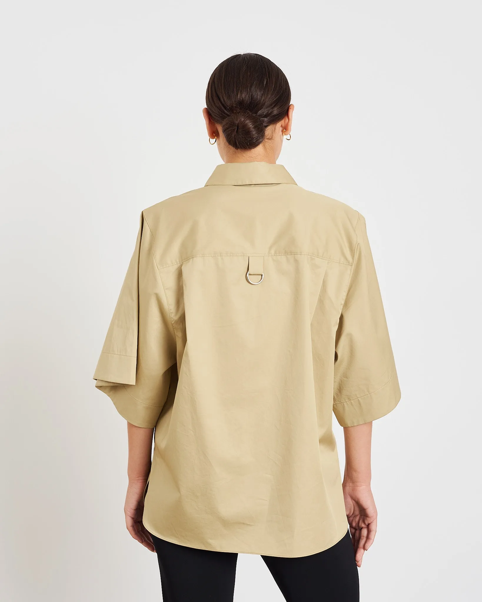 Poplin Rolled Sleeve Shirt in Clay