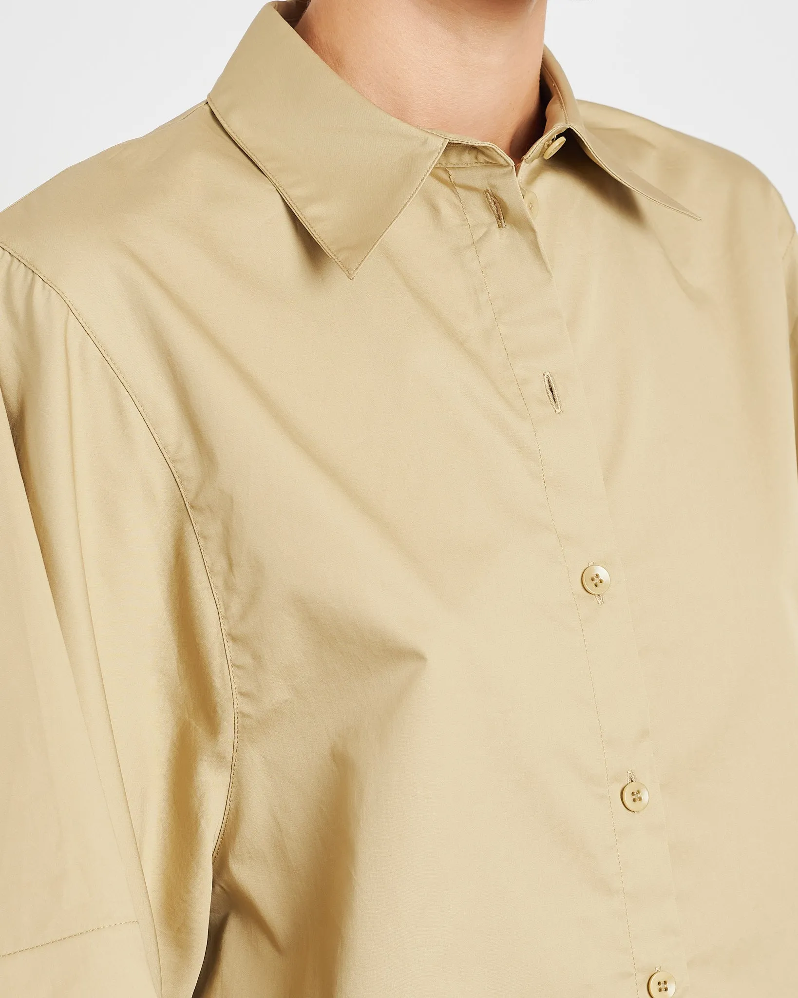 Poplin Rolled Sleeve Shirt in Clay
