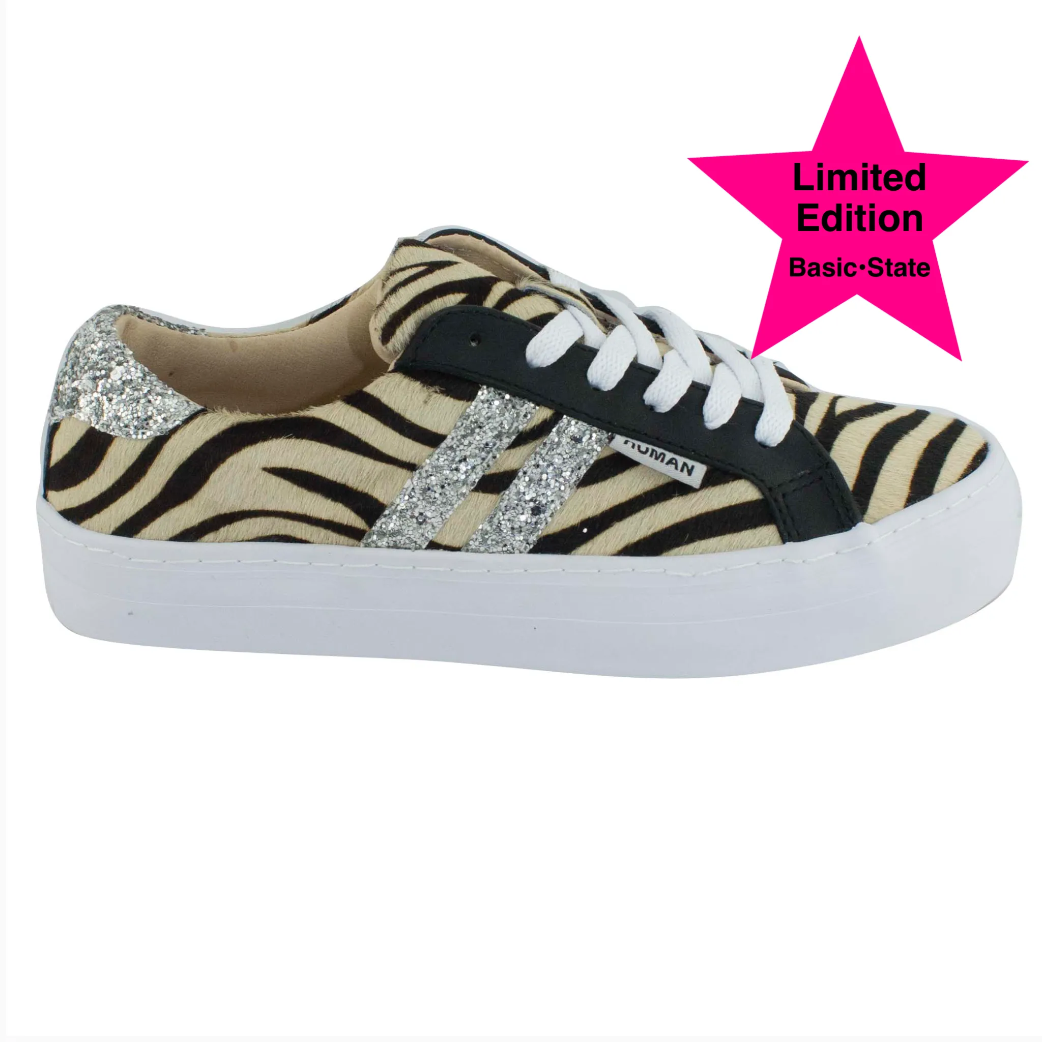 Prospect Leather Flatform Sneakers || Zebra Print