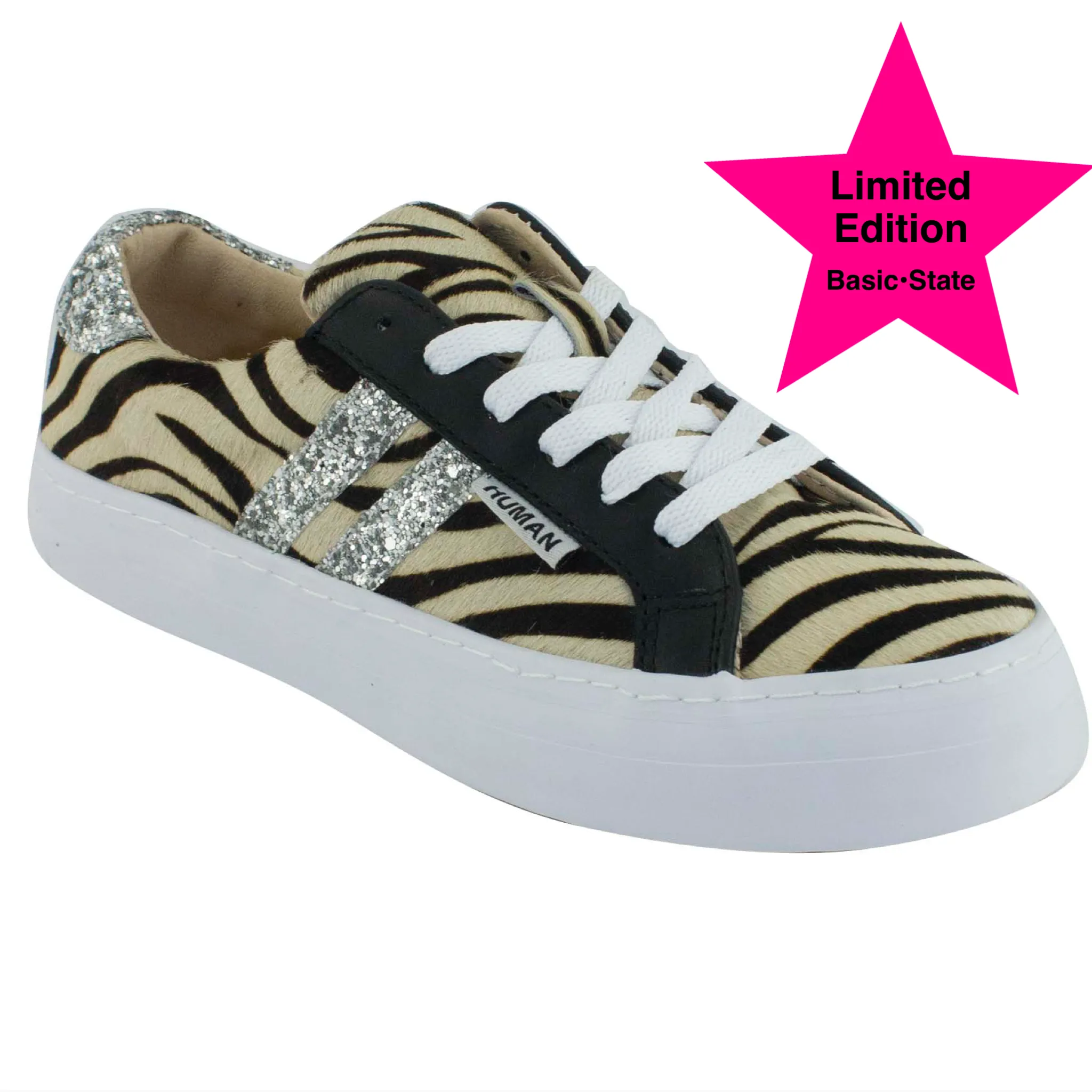 Prospect Leather Flatform Sneakers || Zebra Print