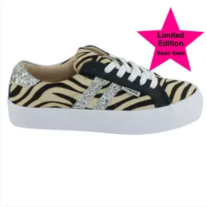 Prospect Leather Flatform Sneakers || Zebra Print