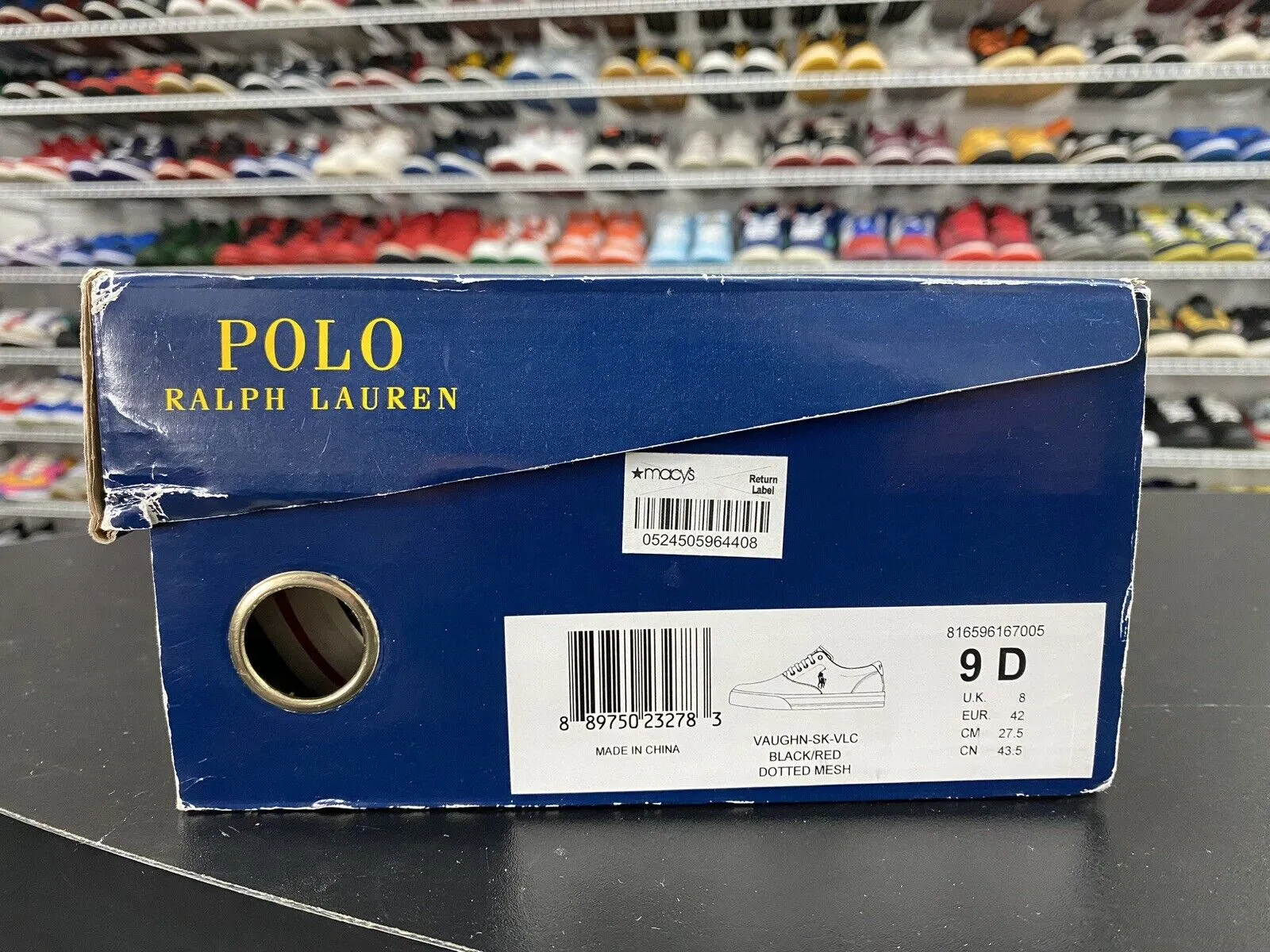 Ralph Lauren Polo Men's Hanford Canvas Black Red Sneakers Men's Size 9D