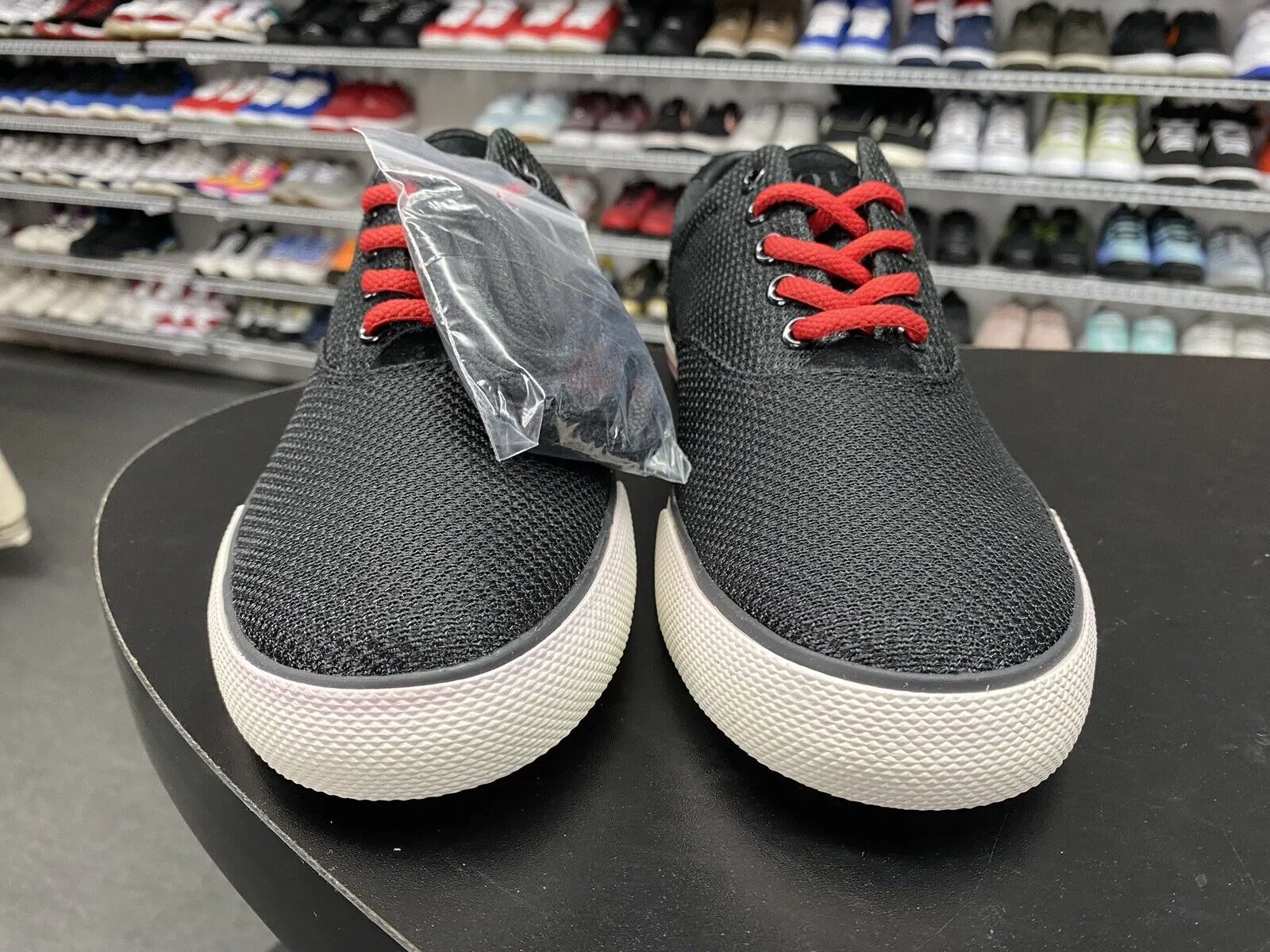Ralph Lauren Polo Men's Hanford Canvas Black Red Sneakers Men's Size 9D