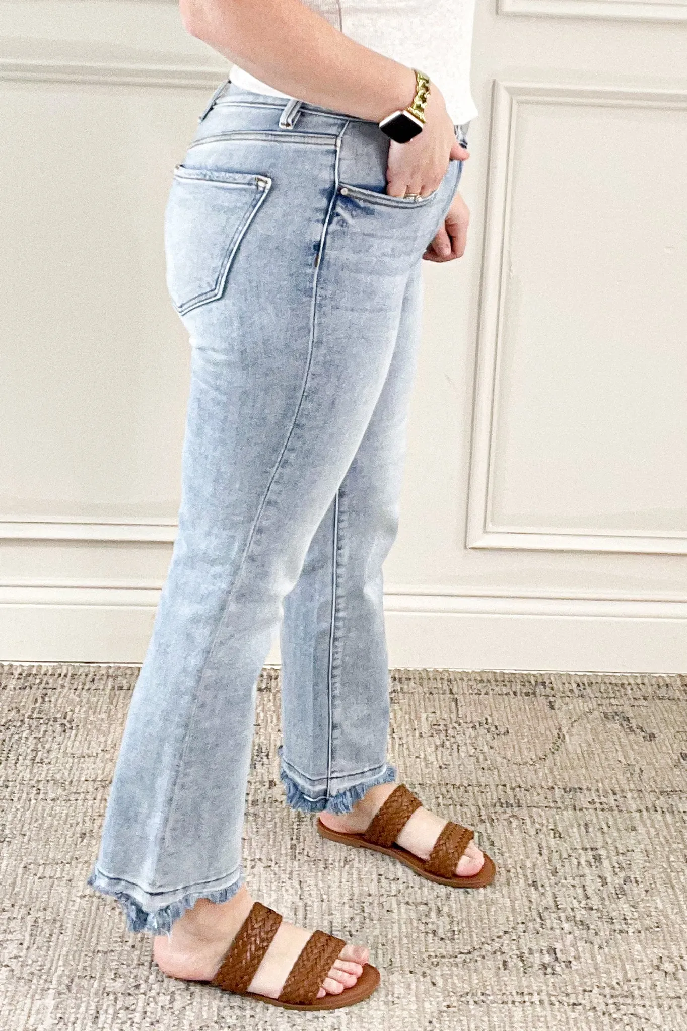 Risen Hi-Rise Crop Straight Slim Jeans