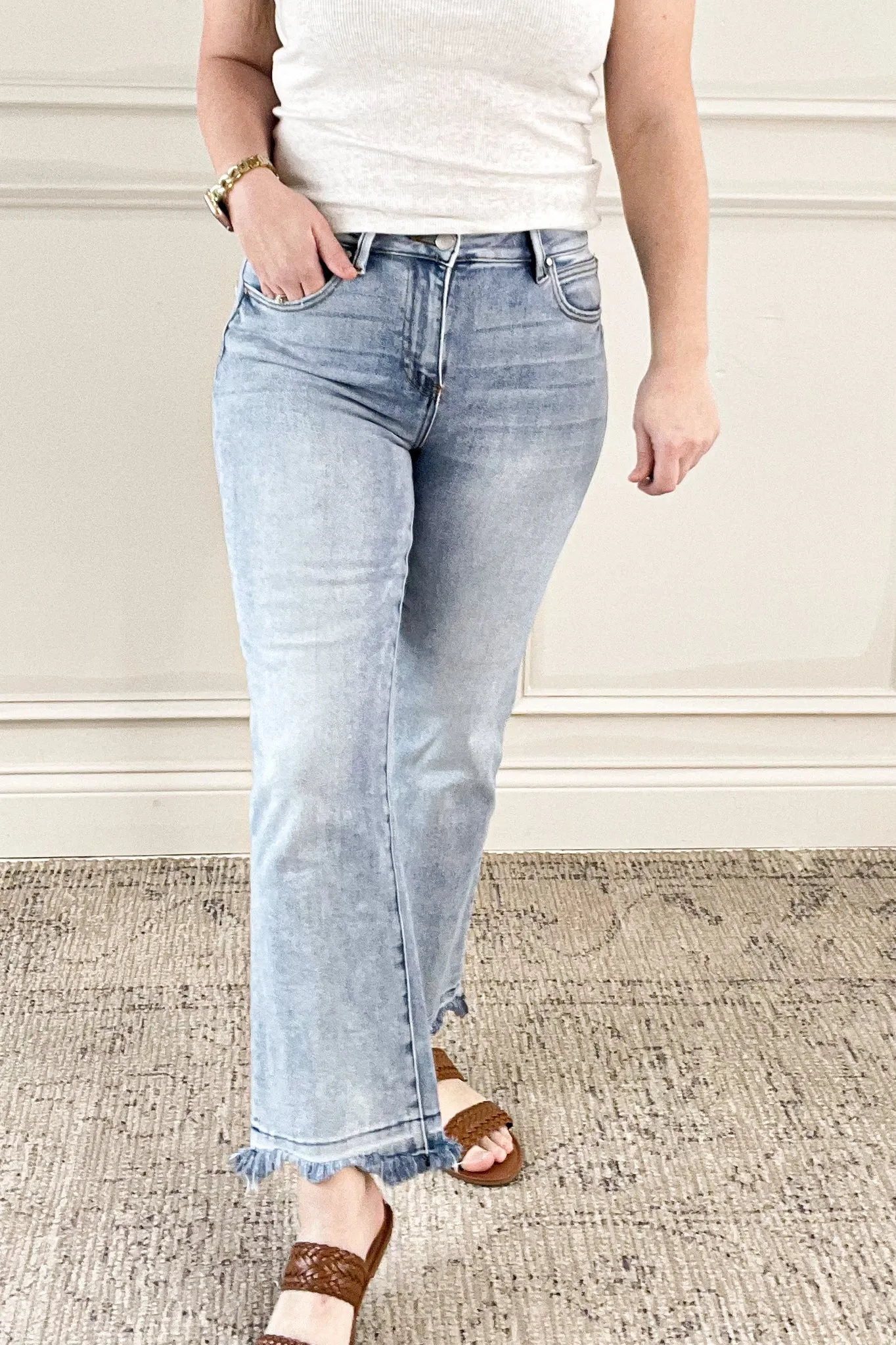 Risen Hi-Rise Crop Straight Slim Jeans