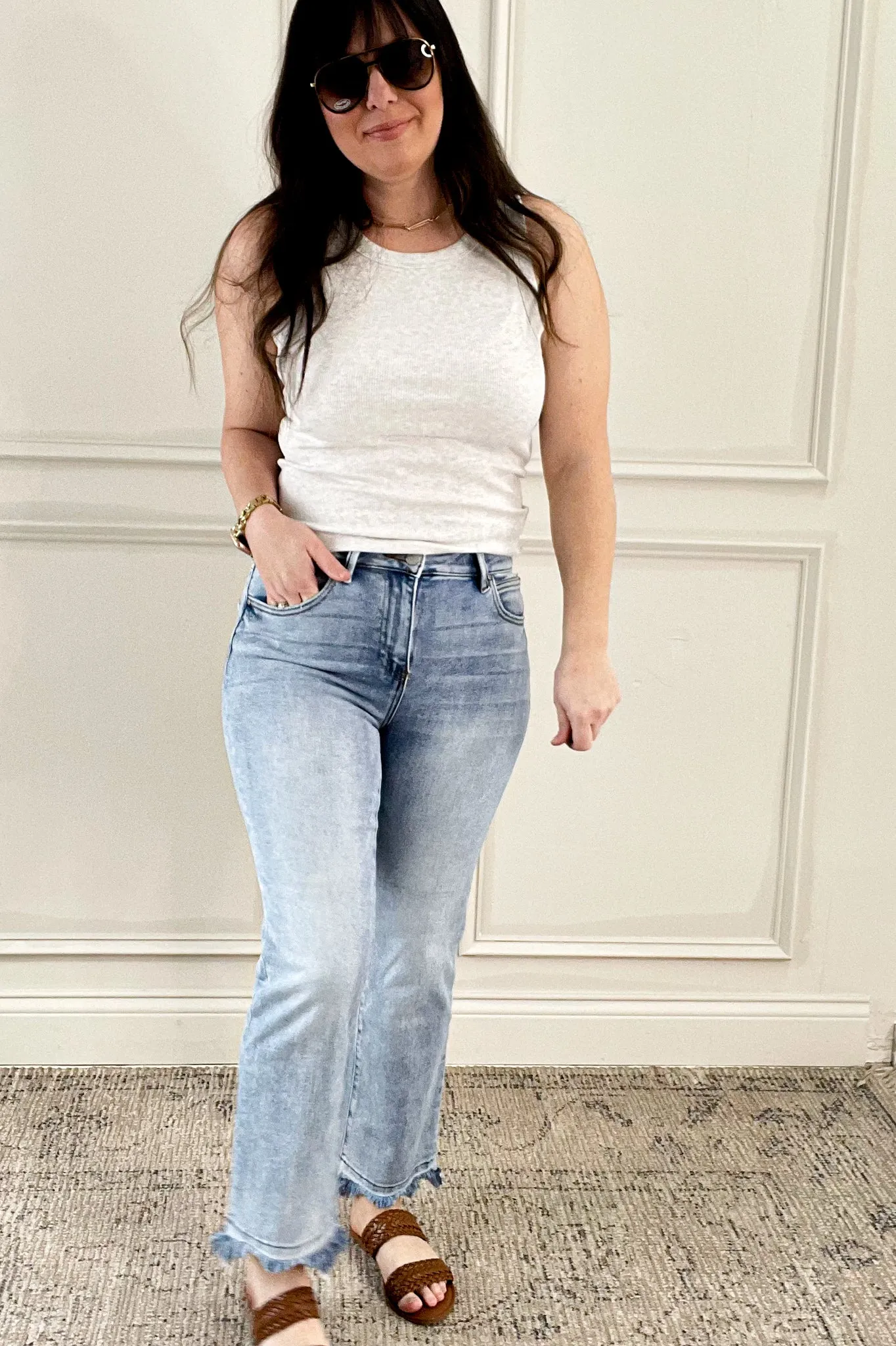 Risen Hi-Rise Crop Straight Slim Jeans
