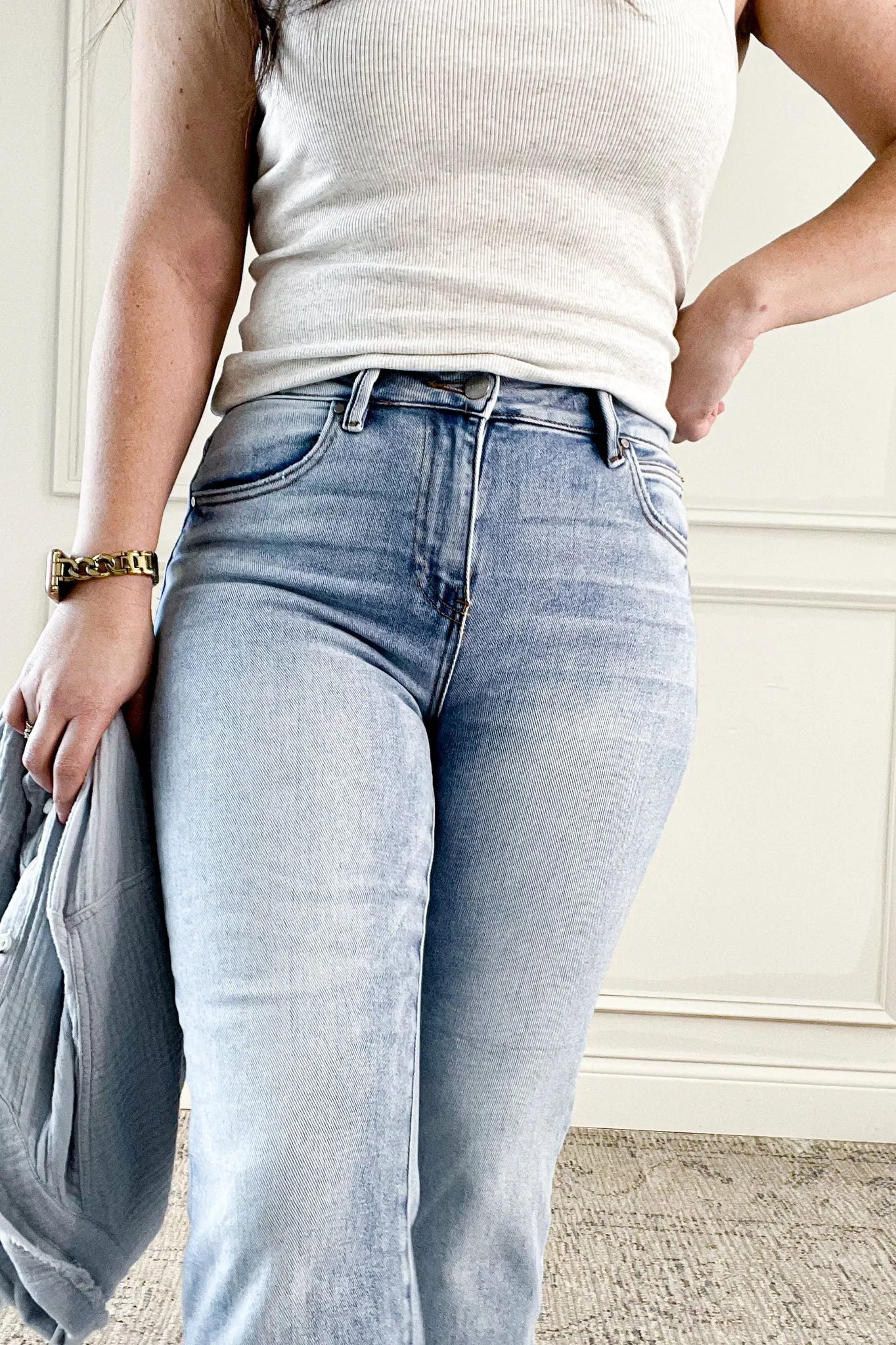 Risen Hi-Rise Crop Straight Slim Jeans
