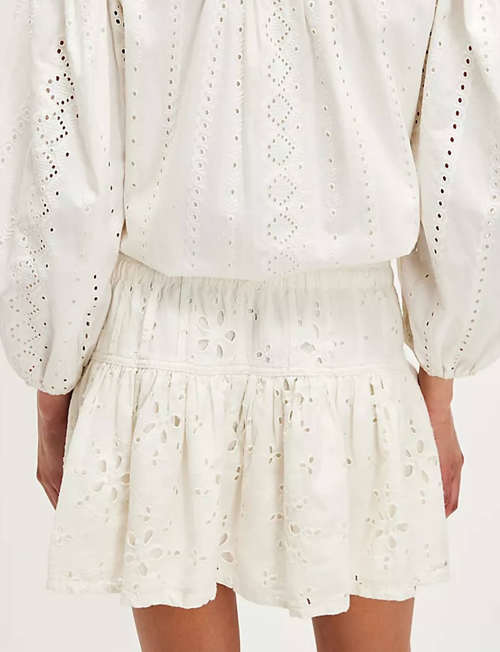 Roselle Eyelet Mini Skirt, Ivory
