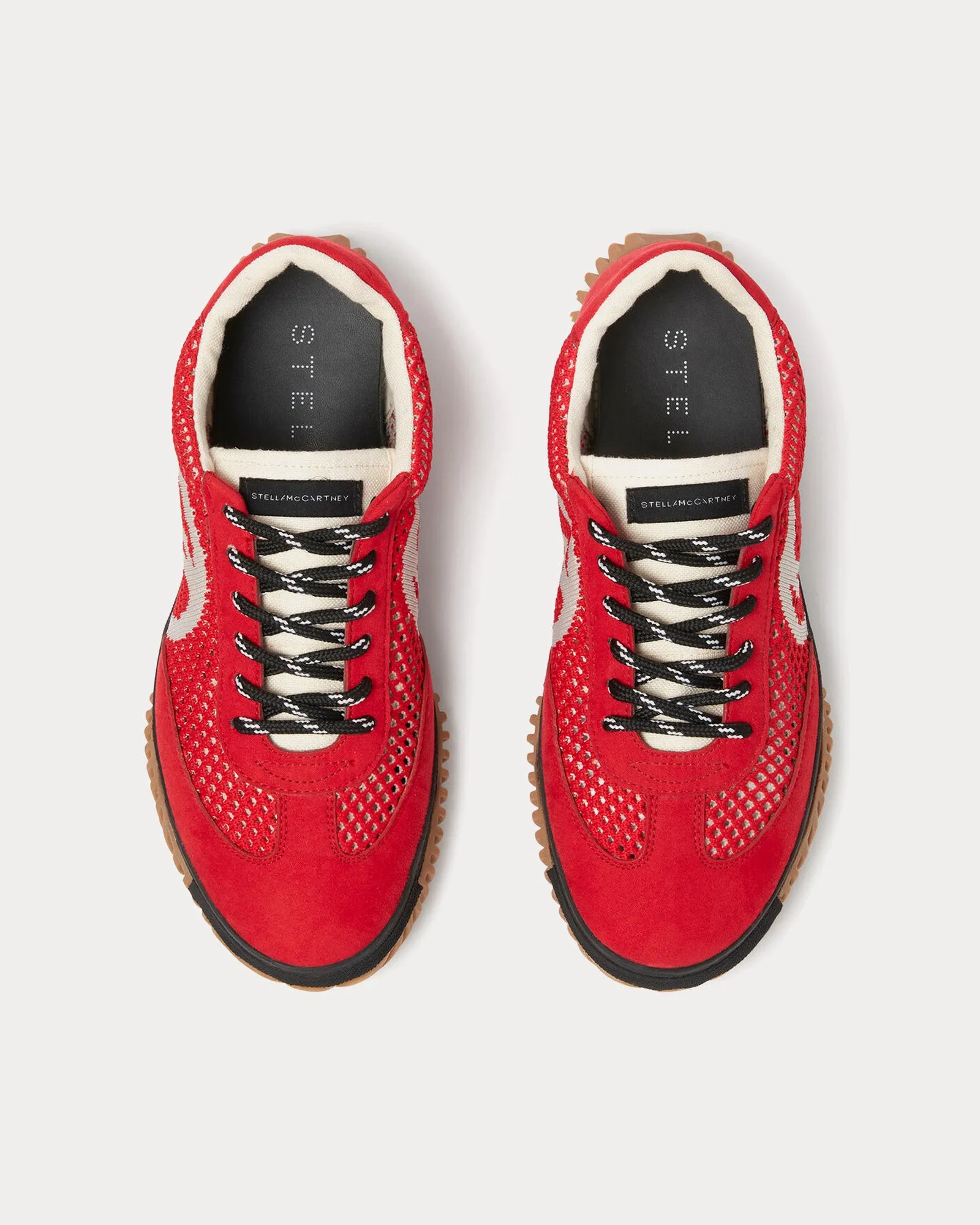 S-Wave Sport Mesh Panelled Lipstick Red Low Top Sneakers