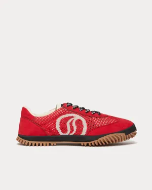 S-Wave Sport Mesh Panelled Lipstick Red Low Top Sneakers