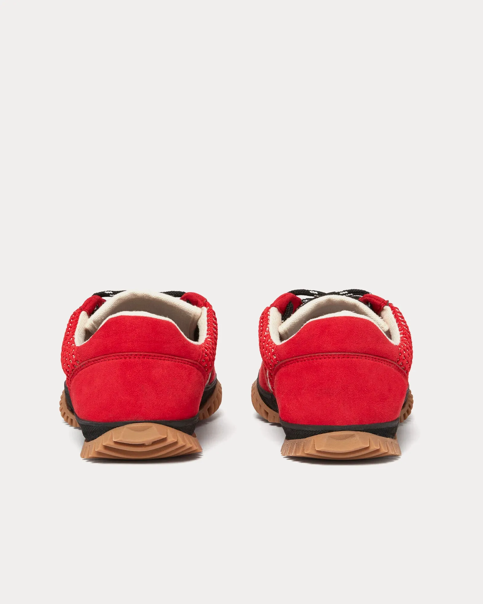 S-Wave Sport Mesh Panelled Lipstick Red Low Top Sneakers