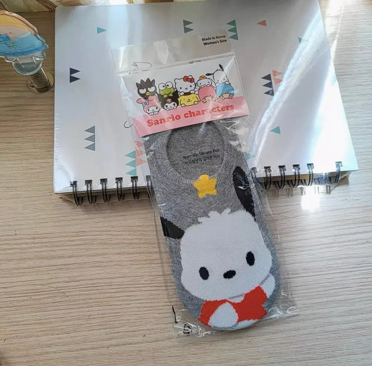 Sanrio Korea Low Cut Socks | Hello Kitty My Melody Kuromi Cinnamoroll Pompompurin Pochacco KeroKeroKeroppi Gudetama - Anti-off Female Socks