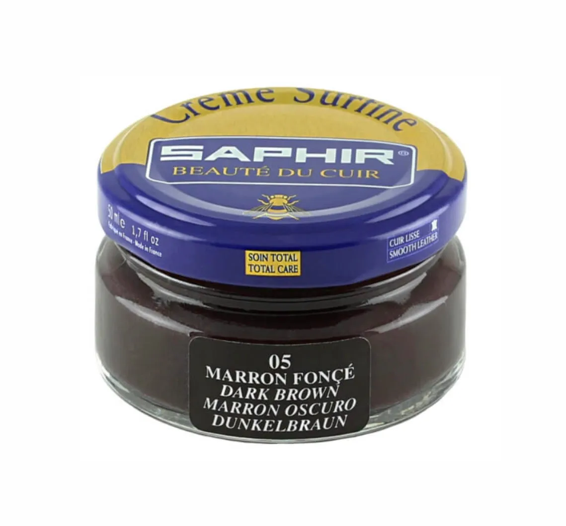 Saphir Marron Fonce Dark Brown Renovating Cream Polish 50ml Made In France