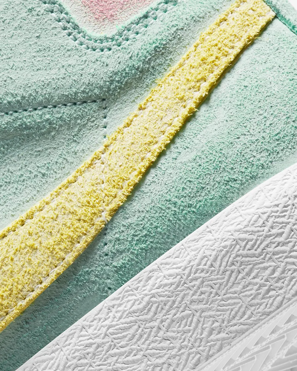 SB Zoom Blazer Mid Premium Light Dew/Green Glow/Arctic Punch/Light Citron High Top Sneakers