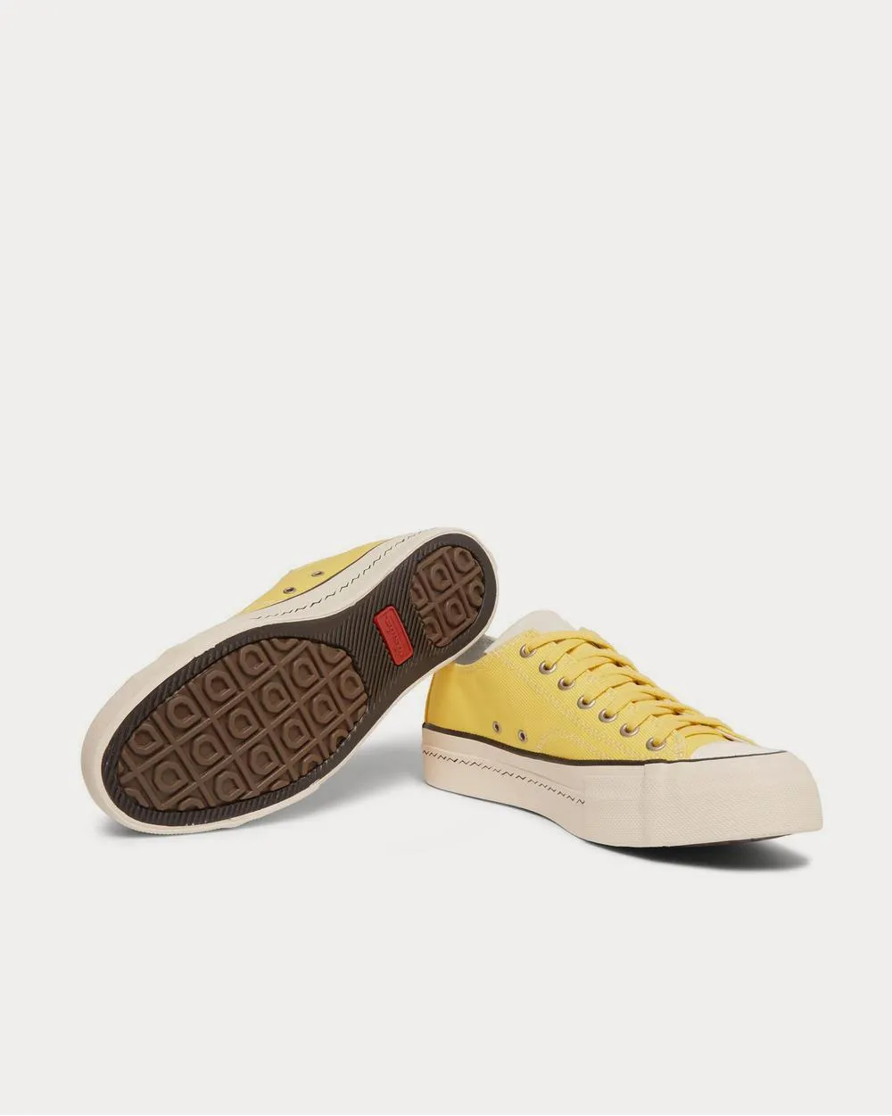 Skagway Leather-Trimmed Canvas  Yellow low top sneakers
