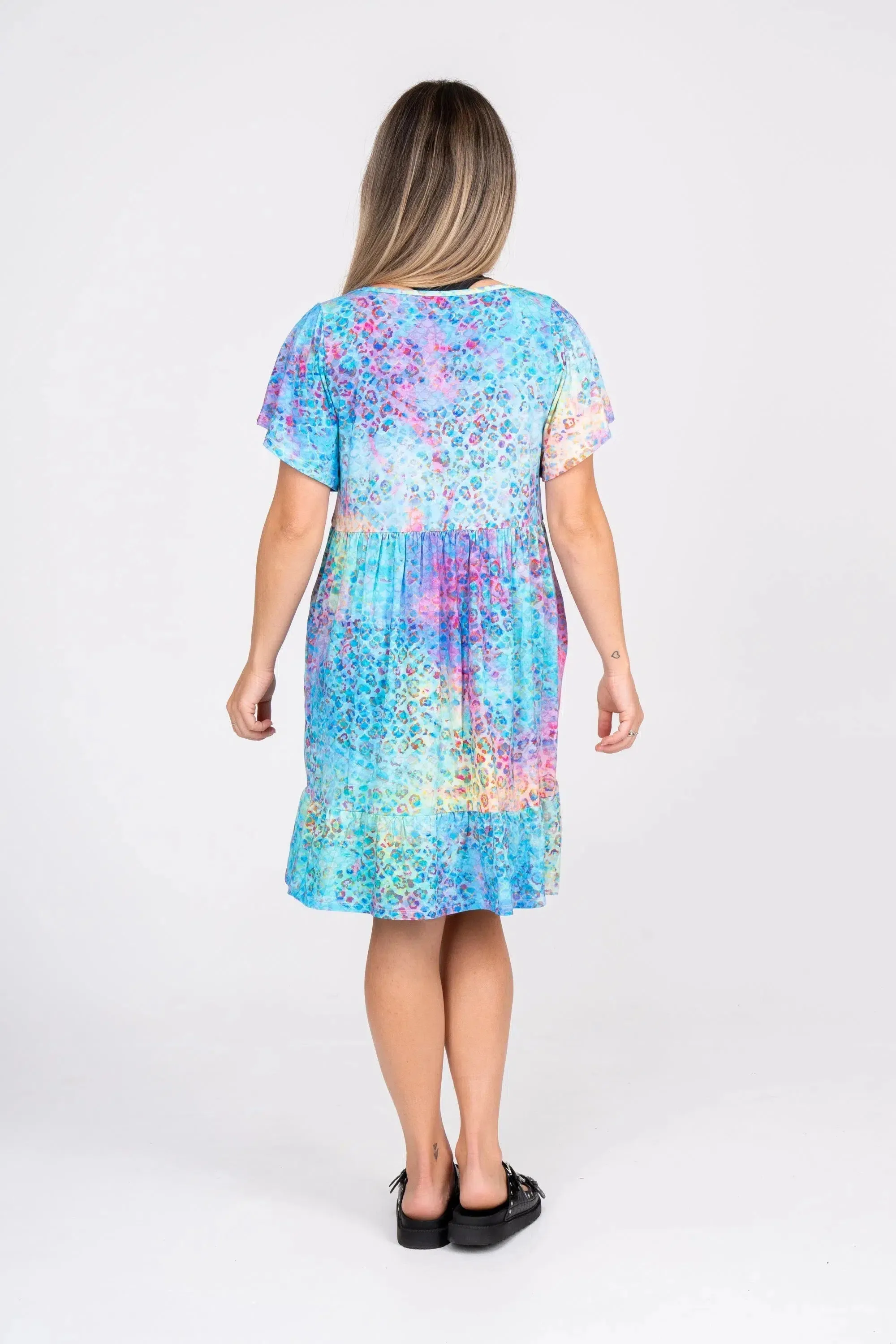 Slinky To Touch Baby Doll V Neck Tiered Mini Dress - Mermaid Jag