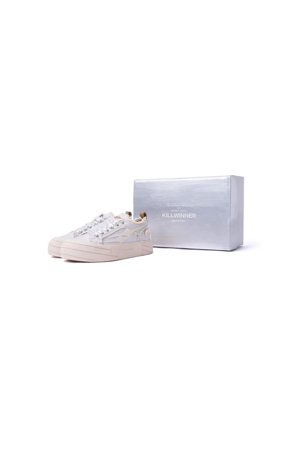 Snowy Mountain Silver Canvas Shoes