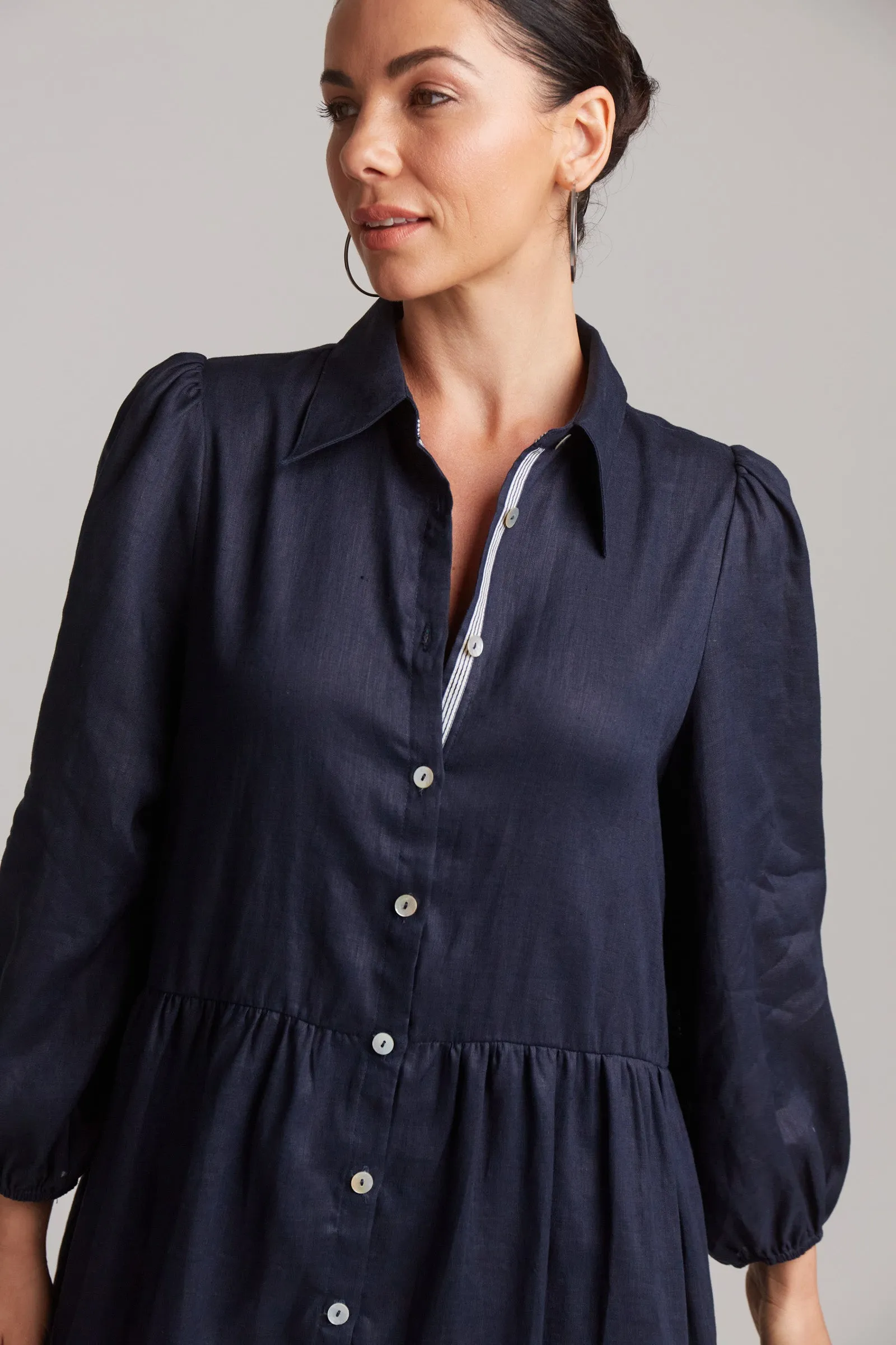 STUDIO MIDI SHIRT DRESS NAVY
