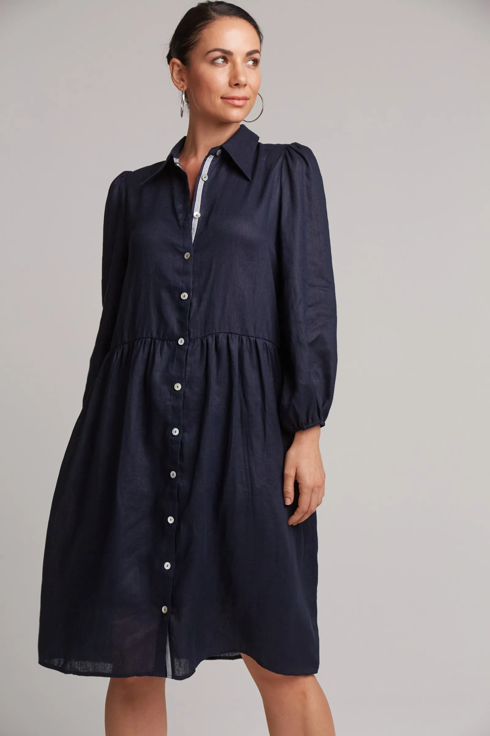 STUDIO MIDI SHIRT DRESS NAVY