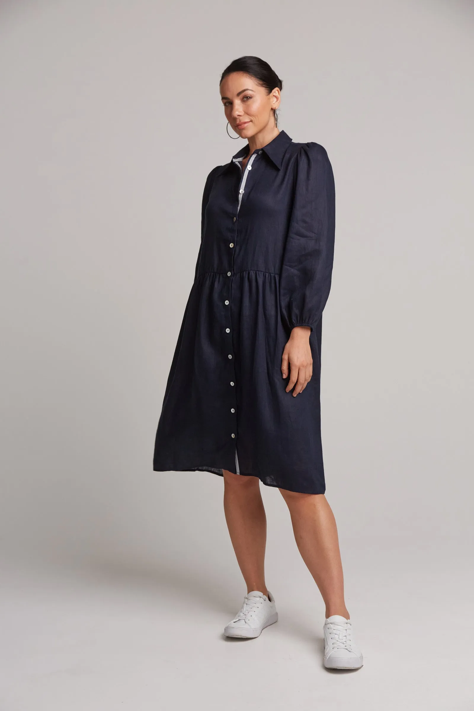 STUDIO MIDI SHIRT DRESS NAVY
