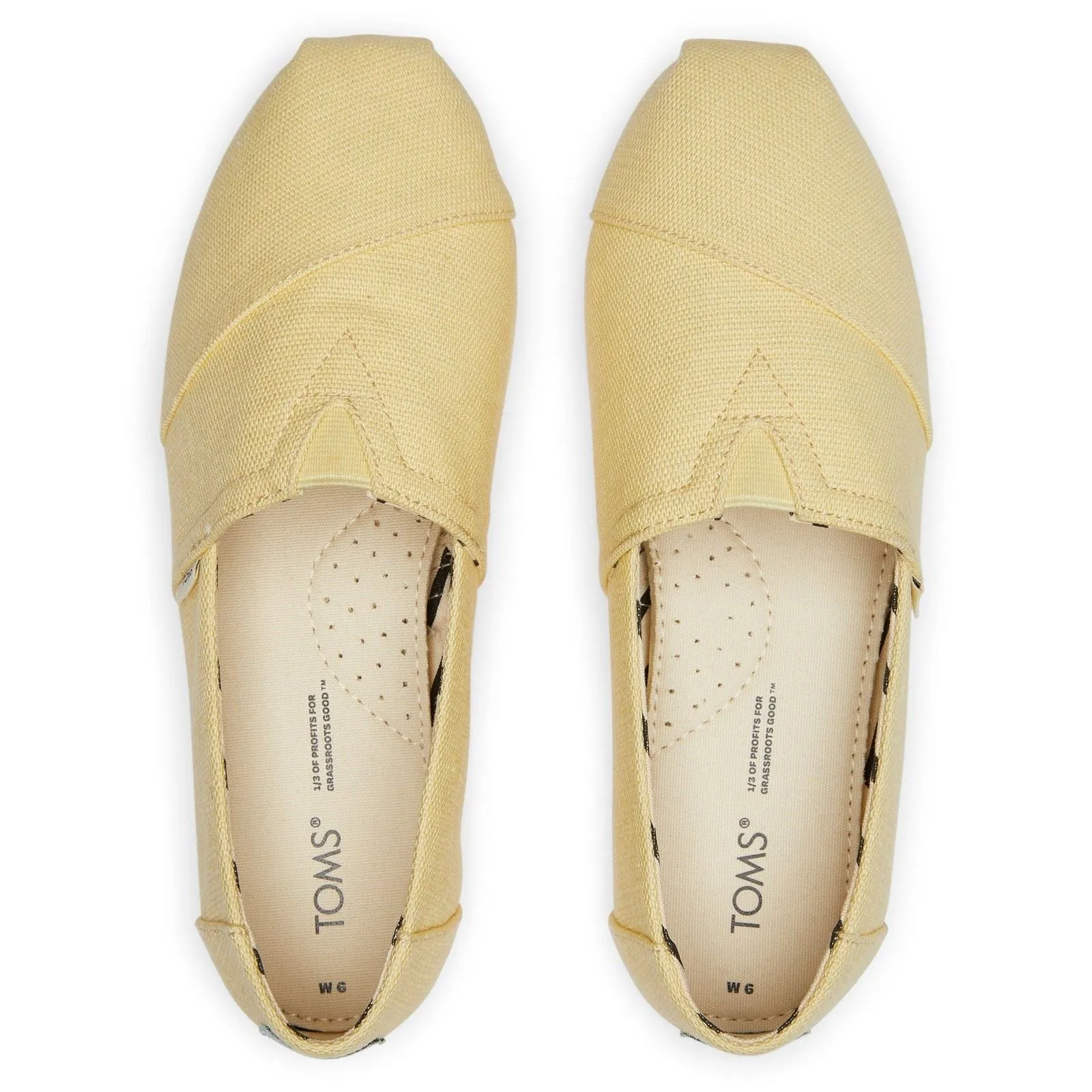 TOMS Alpargata Yellow 100% Textile Blend (68% Jute 3 Female Slip On Ladies Shoes