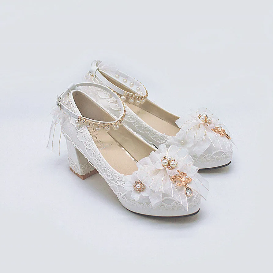 Uniwim Lolita Buckle Bow Flower Shoes SE21742
