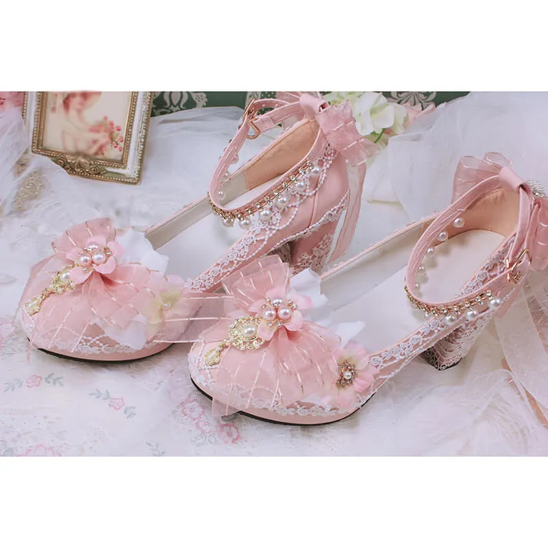 Uniwim Lolita Buckle Bow Flower Shoes SE21742
