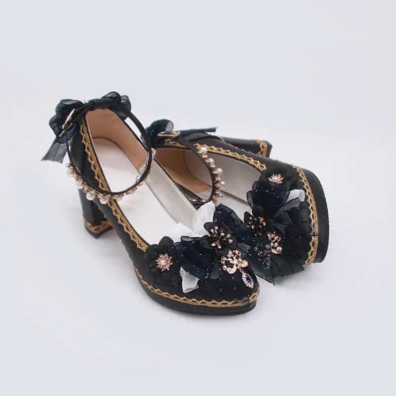 Uniwim Lolita Buckle Bow Flower Shoes SE21742