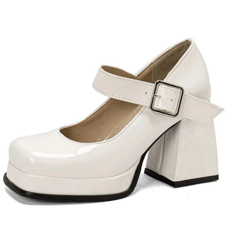 Uniwim Women's High Heels Pumps Mary Janes Shoes Platform Pink Black Red Heeled Working Party Dance Wedding Shoes Female 2024 Spring