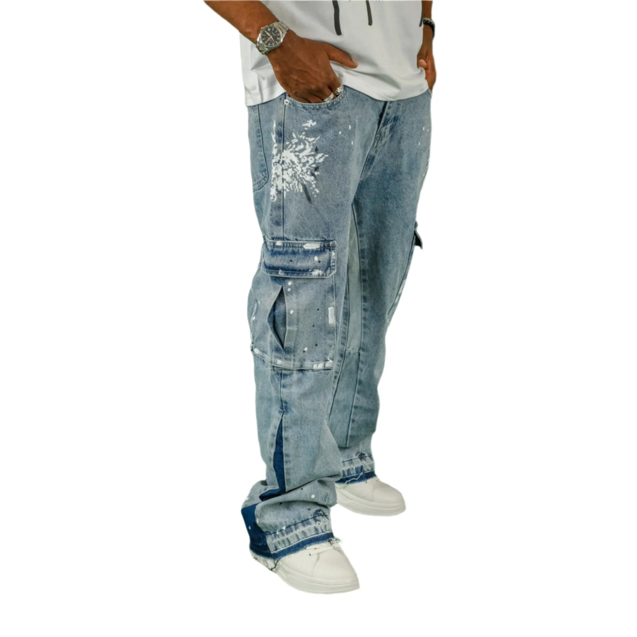 Urban Splatter Slim Flare Cargo Jeans ONLY