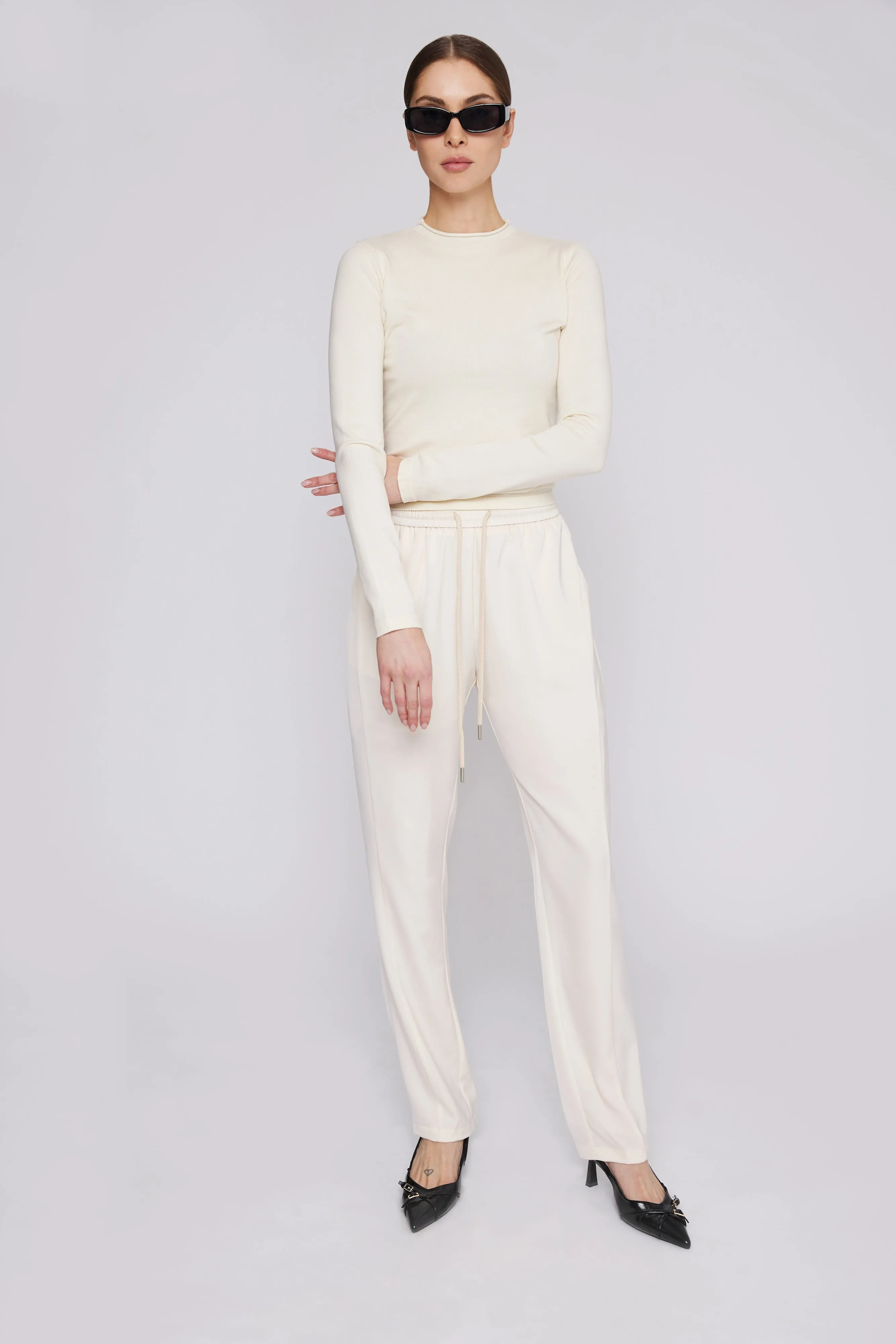 Vera Satin Jogger Ivory