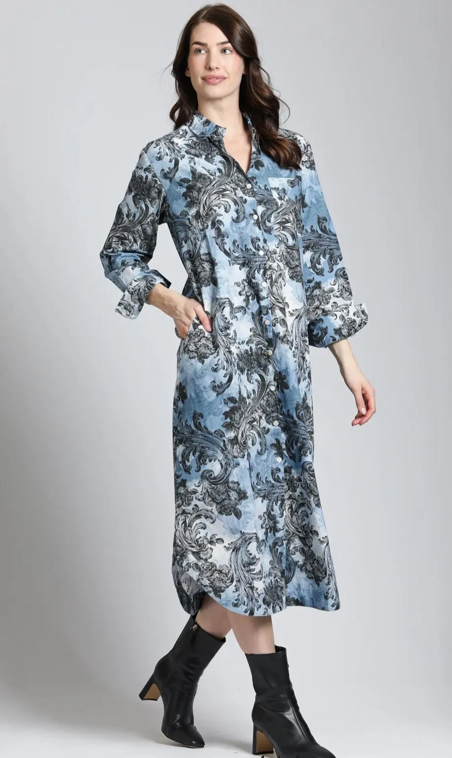 Vintage Floral Shirt Dress