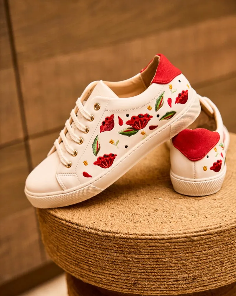 Virevolte Recycled Grain Leather Vegan Sneakers | Poppies