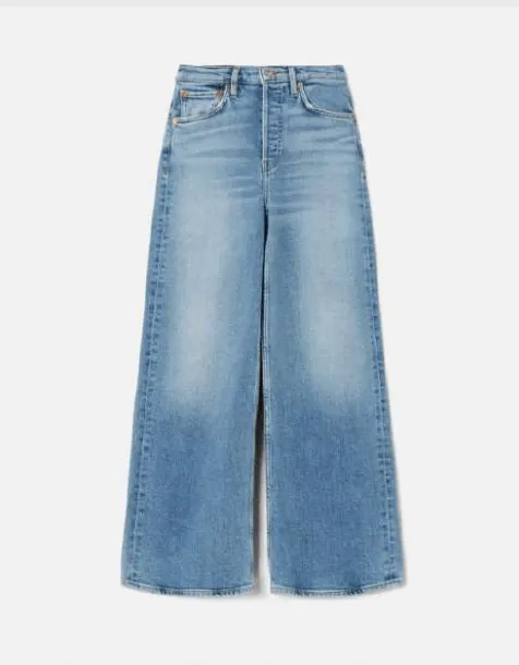 Wide-Leg Blazed Indigo Jeans