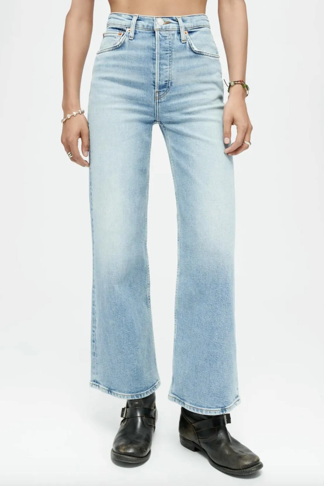 Wide-Leg Blazed Indigo Jeans