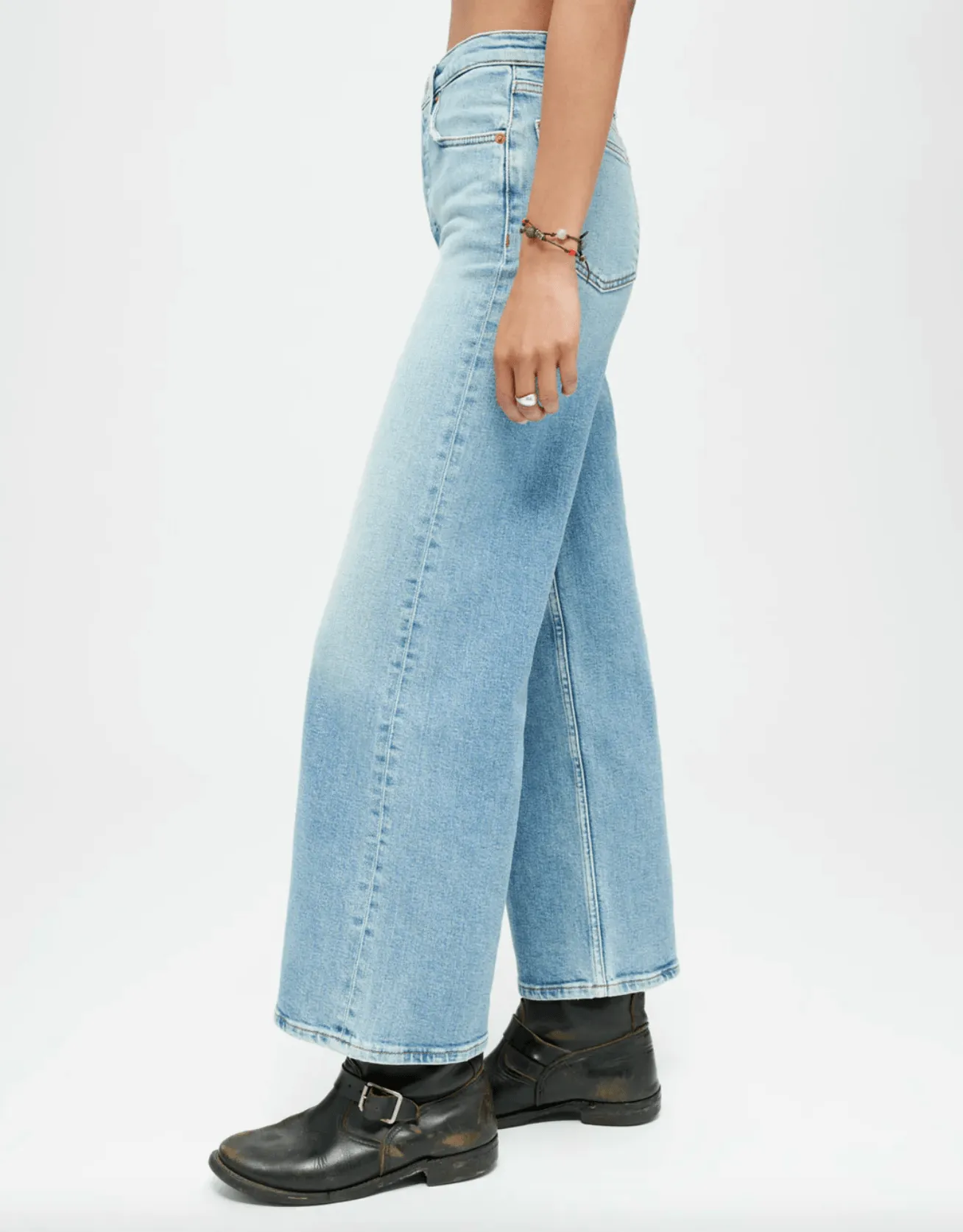 Wide-Leg Blazed Indigo Jeans