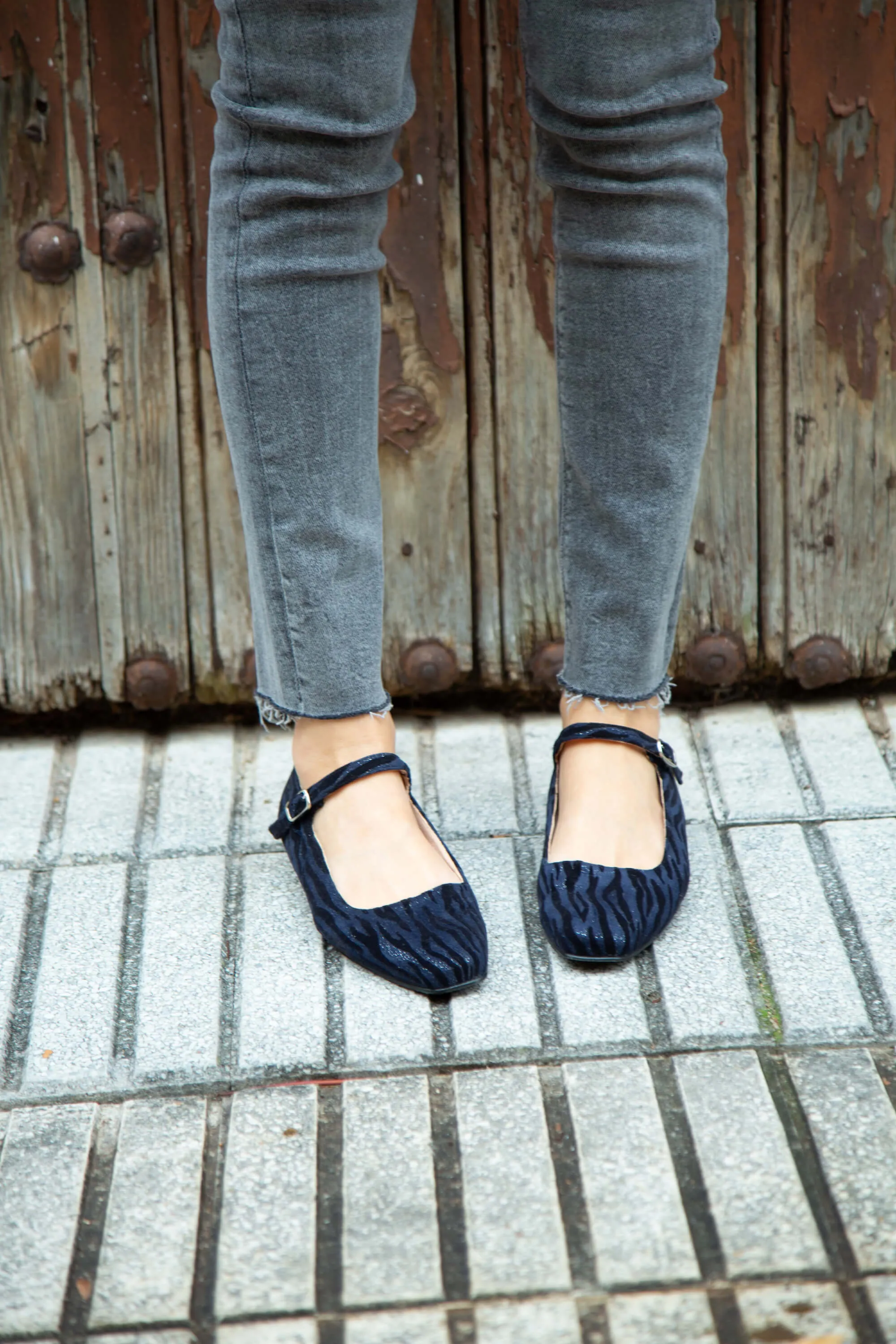 Zebra Navy Vegan Ballerinas