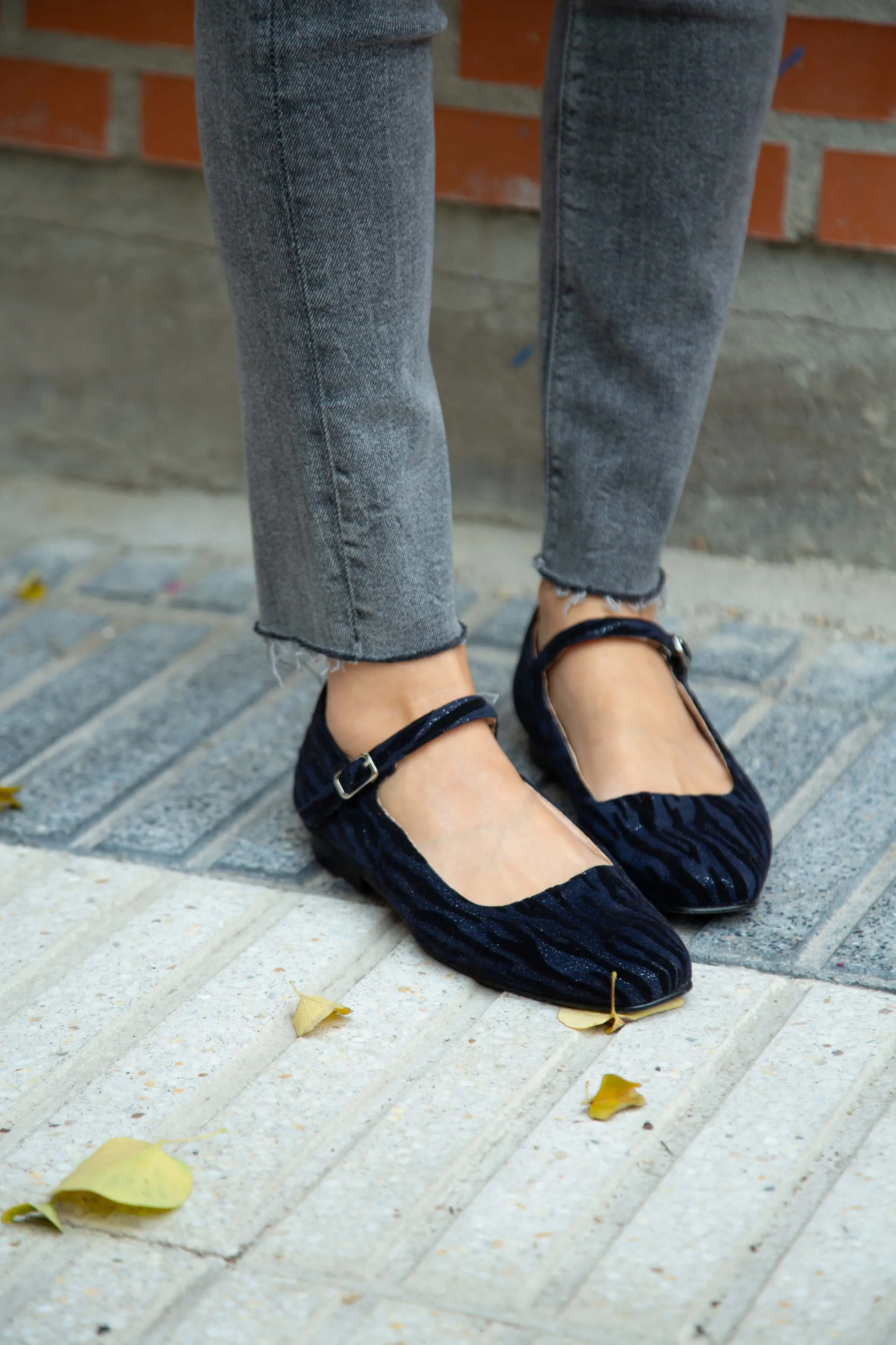 Zebra Navy Vegan Ballerinas