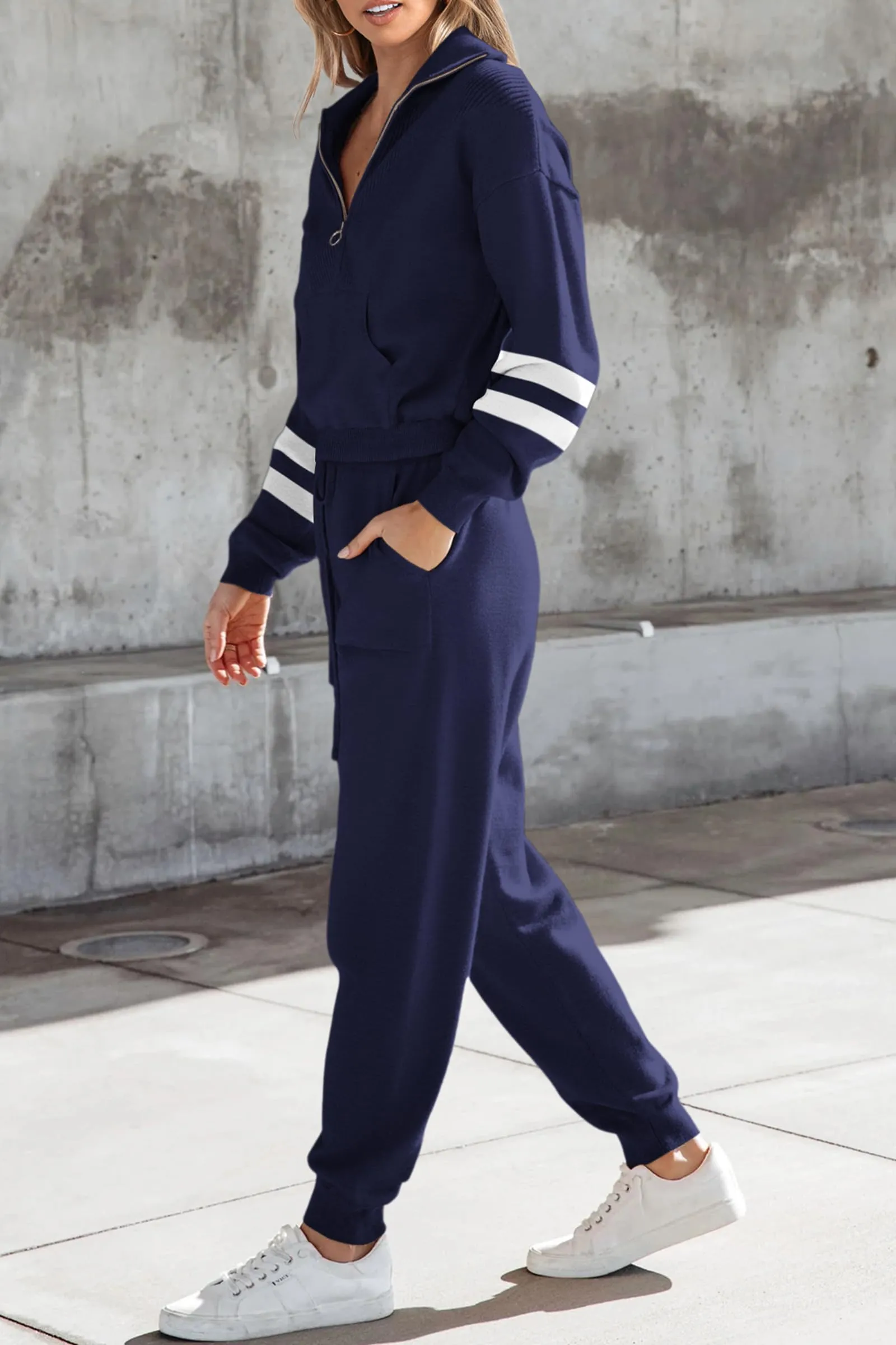 Zip Up Sweatshirt Jogger Sweatpants Casual Tracksuit Two Piece Sets