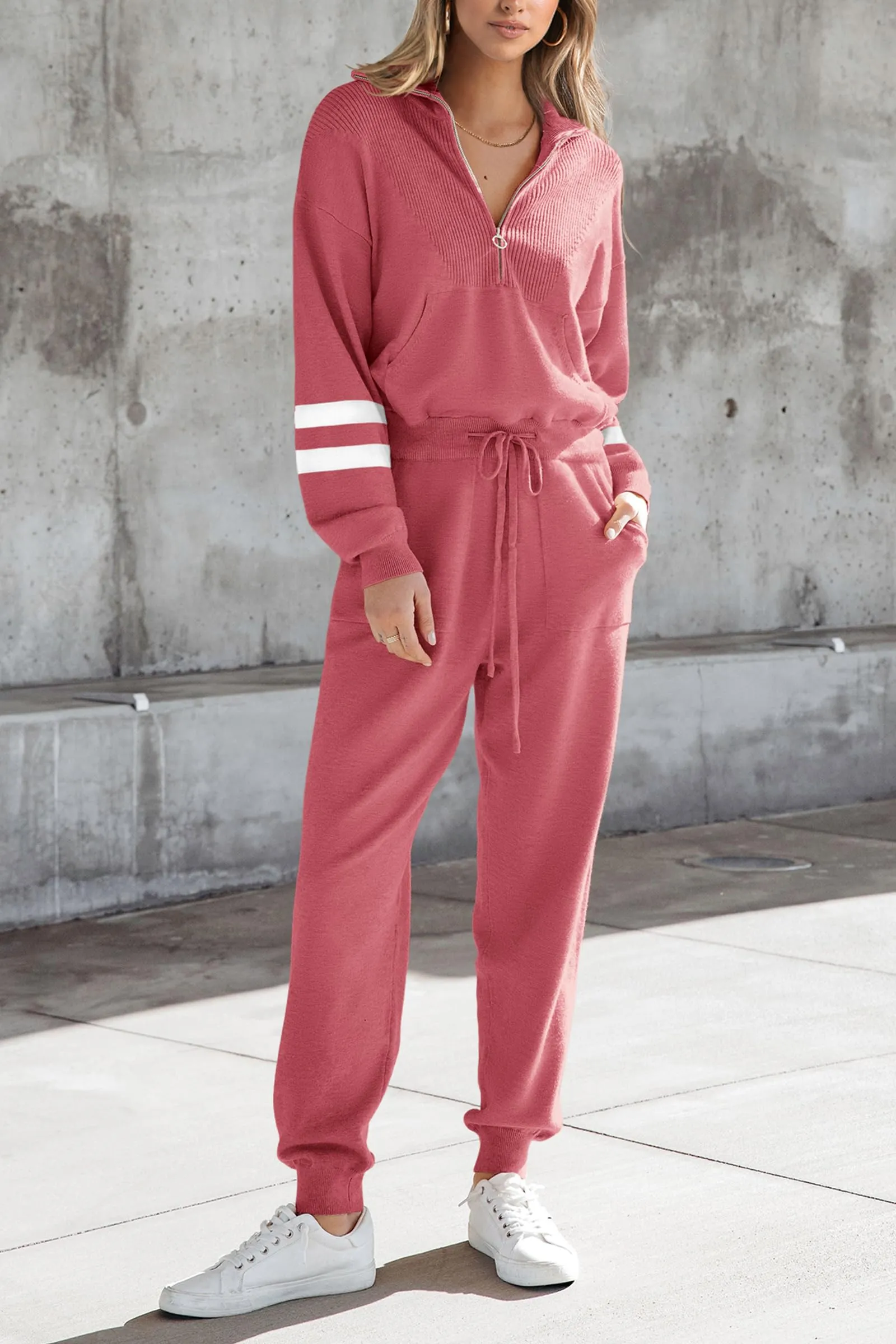 Zip Up Sweatshirt Jogger Sweatpants Casual Tracksuit Two Piece Sets