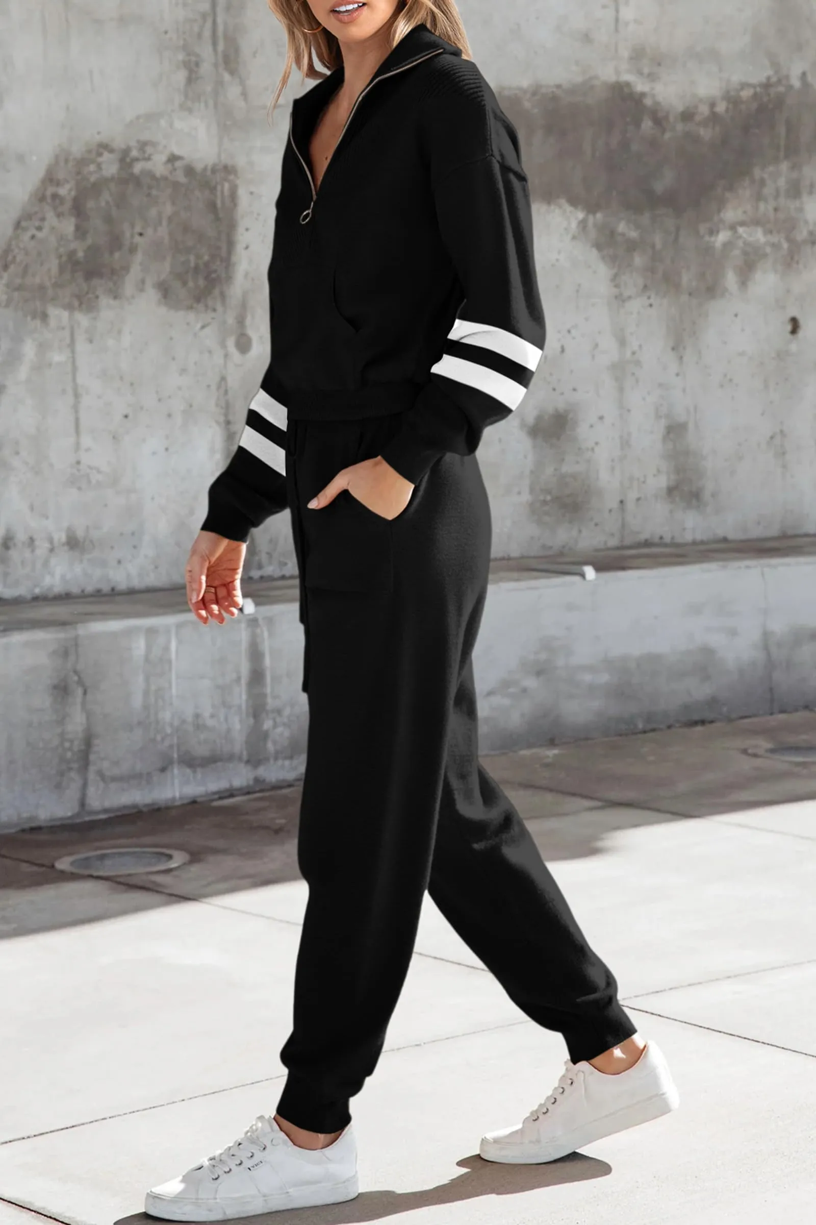 Zip Up Sweatshirt Jogger Sweatpants Casual Tracksuit Two Piece Sets
