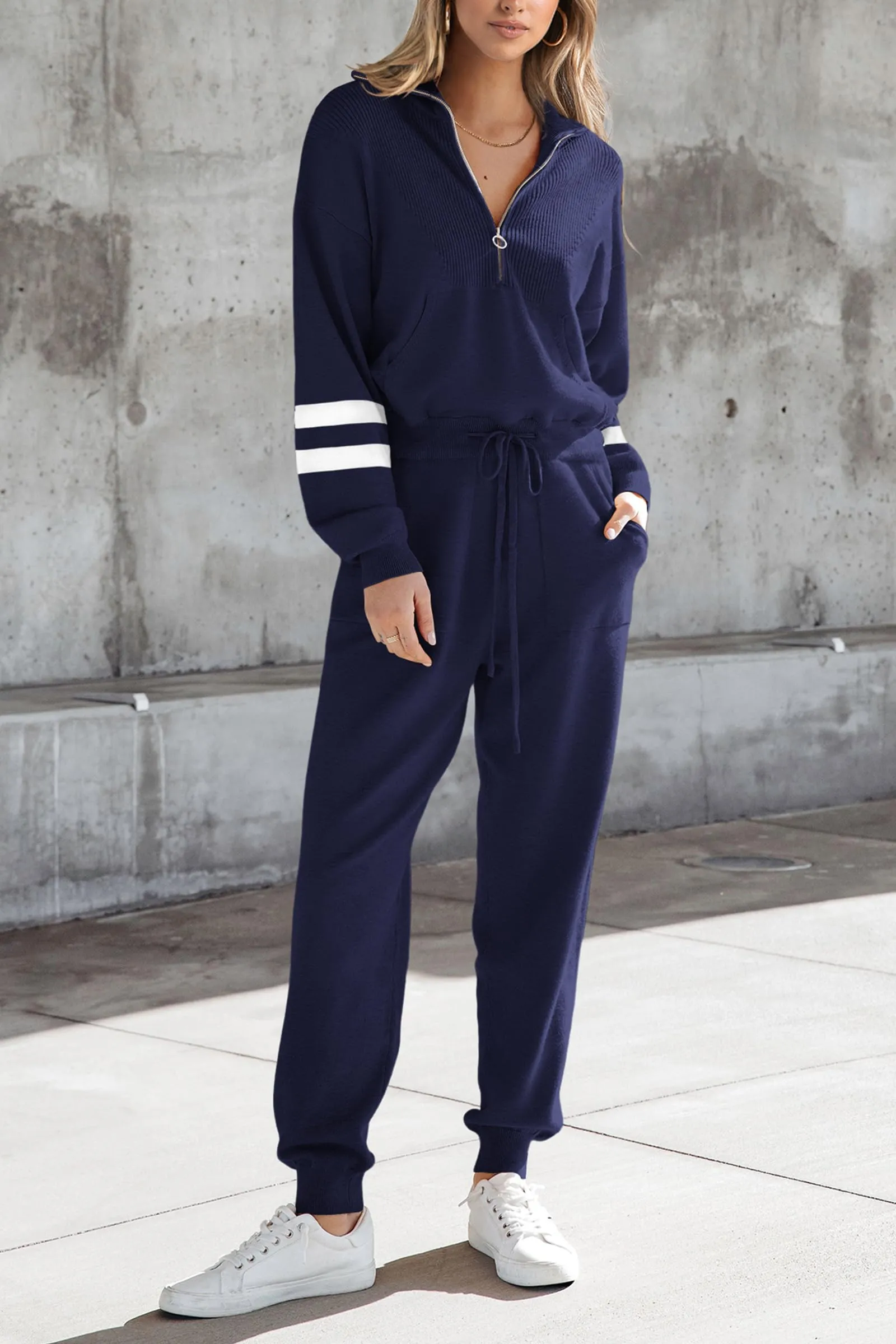 Zip Up Sweatshirt Jogger Sweatpants Casual Tracksuit Two Piece Sets