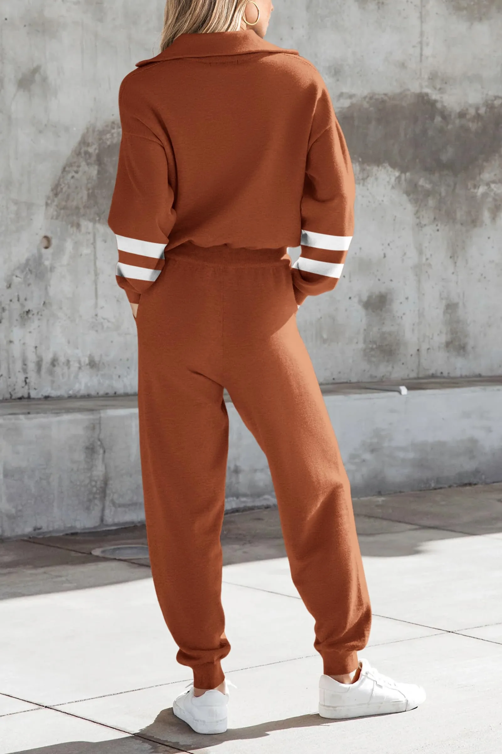 Zip Up Sweatshirt Jogger Sweatpants Casual Tracksuit Two Piece Sets