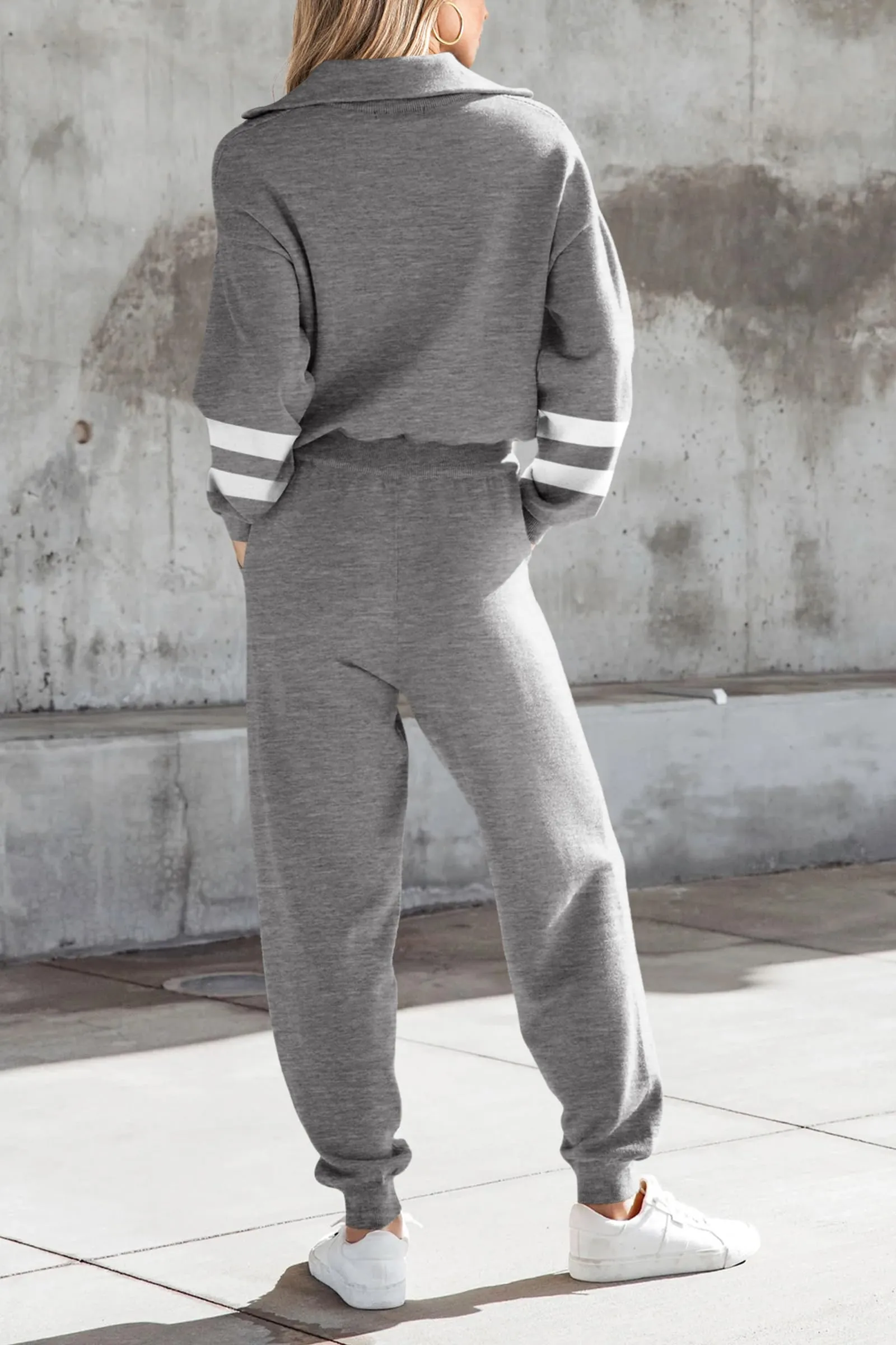 Zip Up Sweatshirt Jogger Sweatpants Casual Tracksuit Two Piece Sets