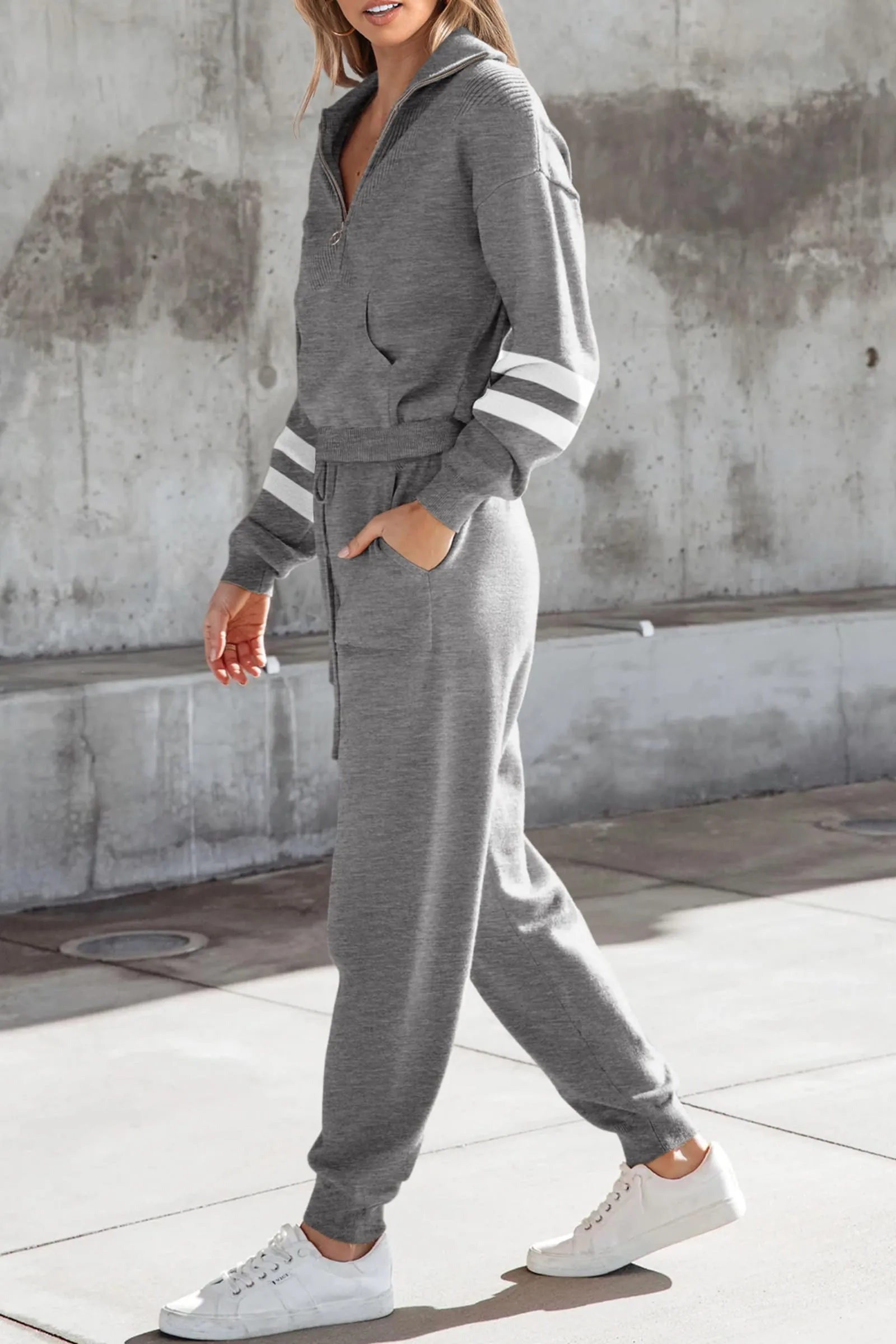 Zip Up Sweatshirt Jogger Sweatpants Casual Tracksuit Two Piece Sets