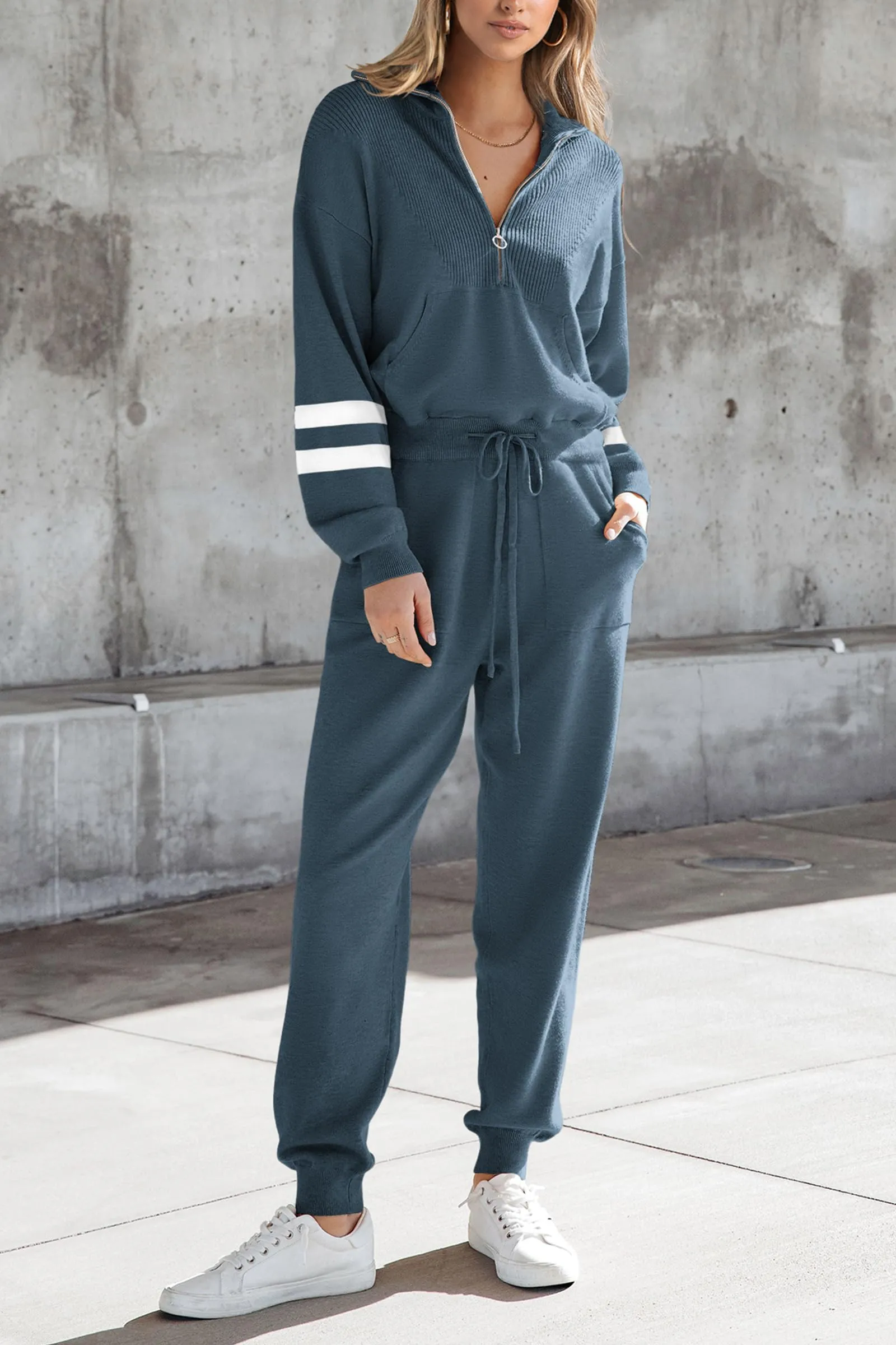 Zip Up Sweatshirt Jogger Sweatpants Casual Tracksuit Two Piece Sets
