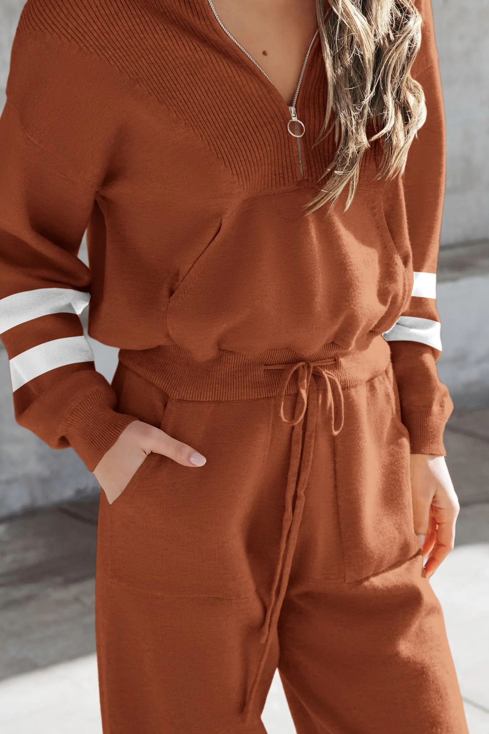 Zip Up Sweatshirt Jogger Sweatpants Casual Tracksuit Two Piece Sets