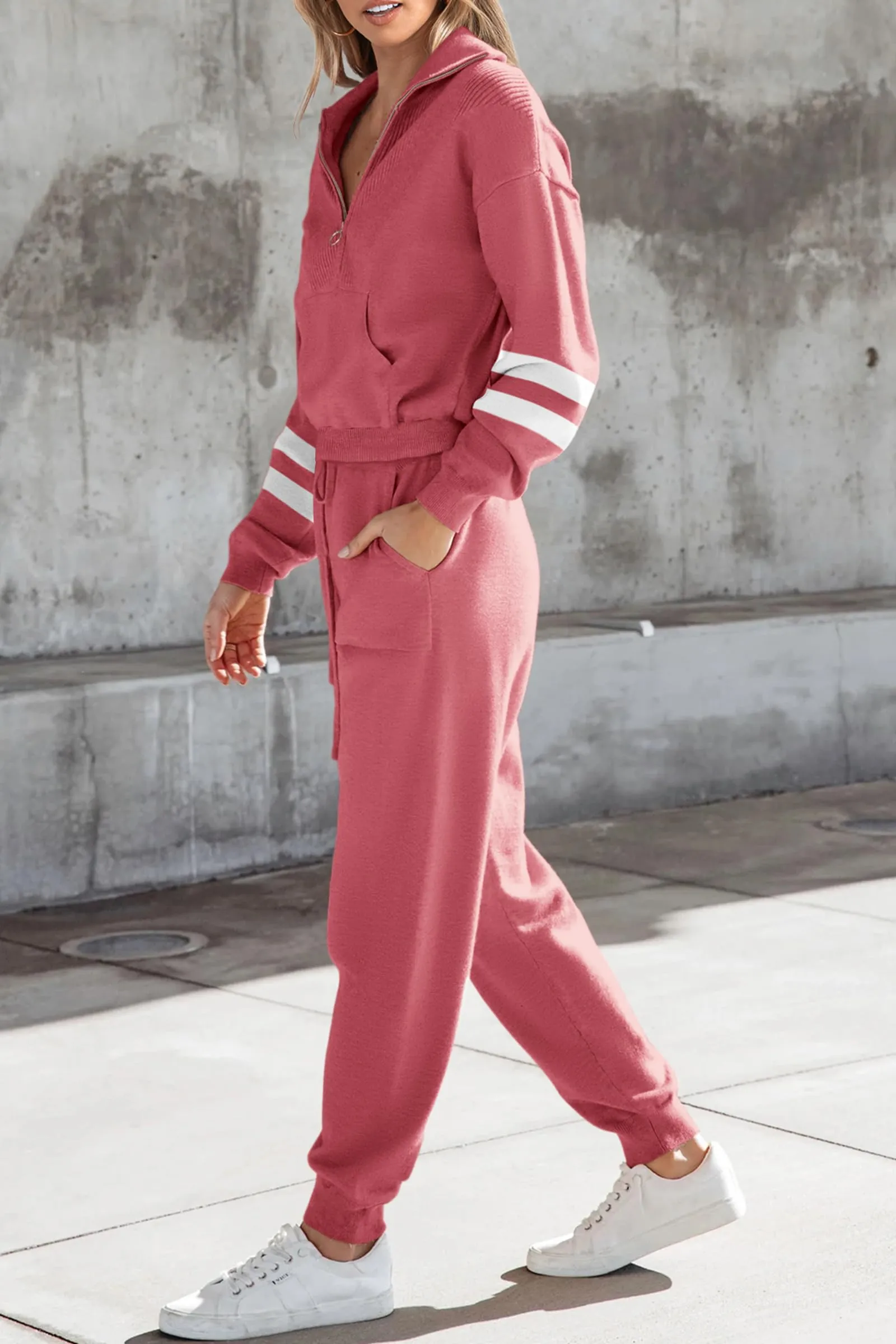 Zip Up Sweatshirt Jogger Sweatpants Casual Tracksuit Two Piece Sets