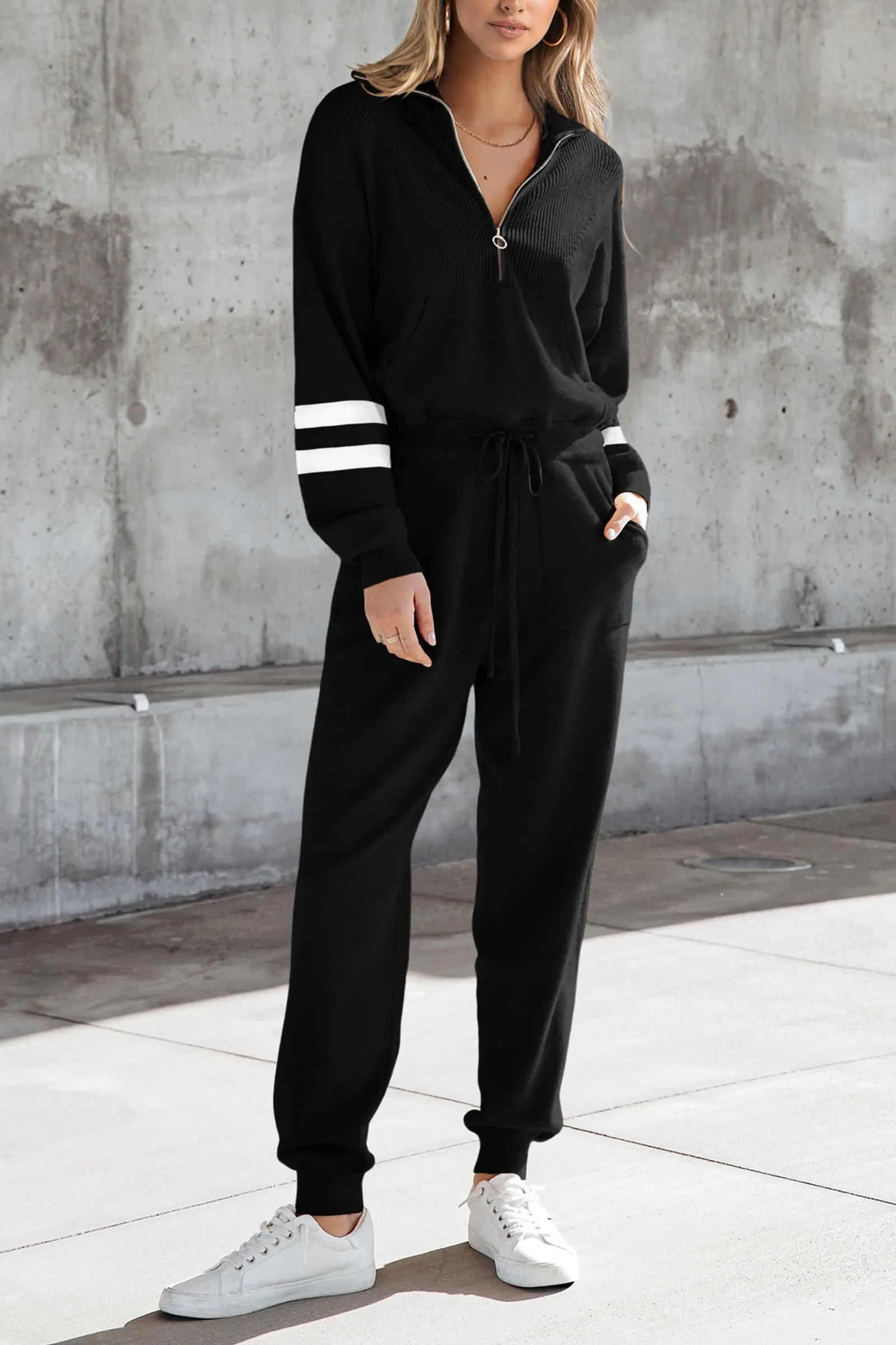 Zip Up Sweatshirt Jogger Sweatpants Casual Tracksuit Two Piece Sets